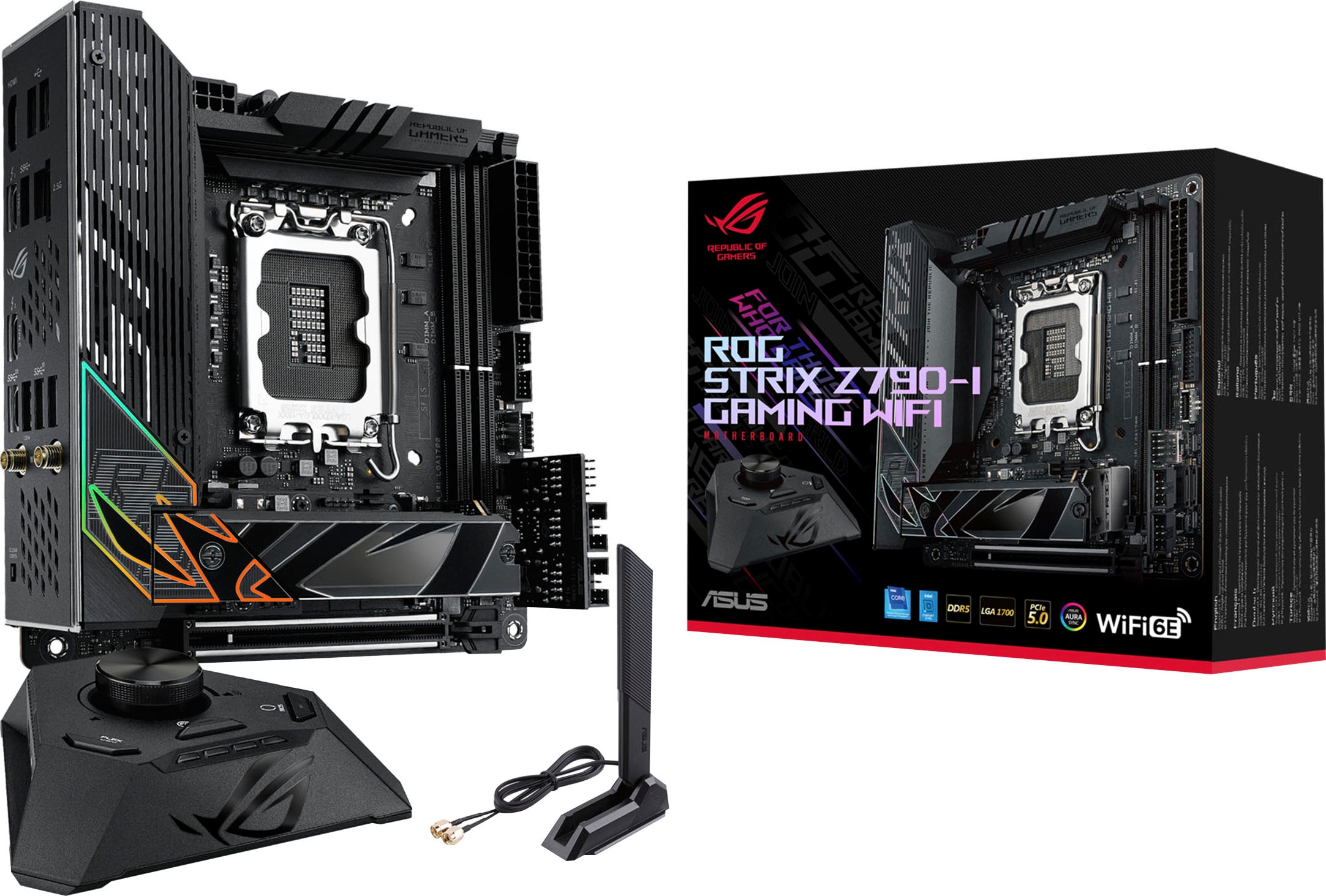 Asus Mainboard »ROG STRIX Z790-I GAMING WIFI«, mini-ITX, DDR5 Speicher, 2x M.2, PCIe 5.0, WiFi 6E, Thunderbolt 4