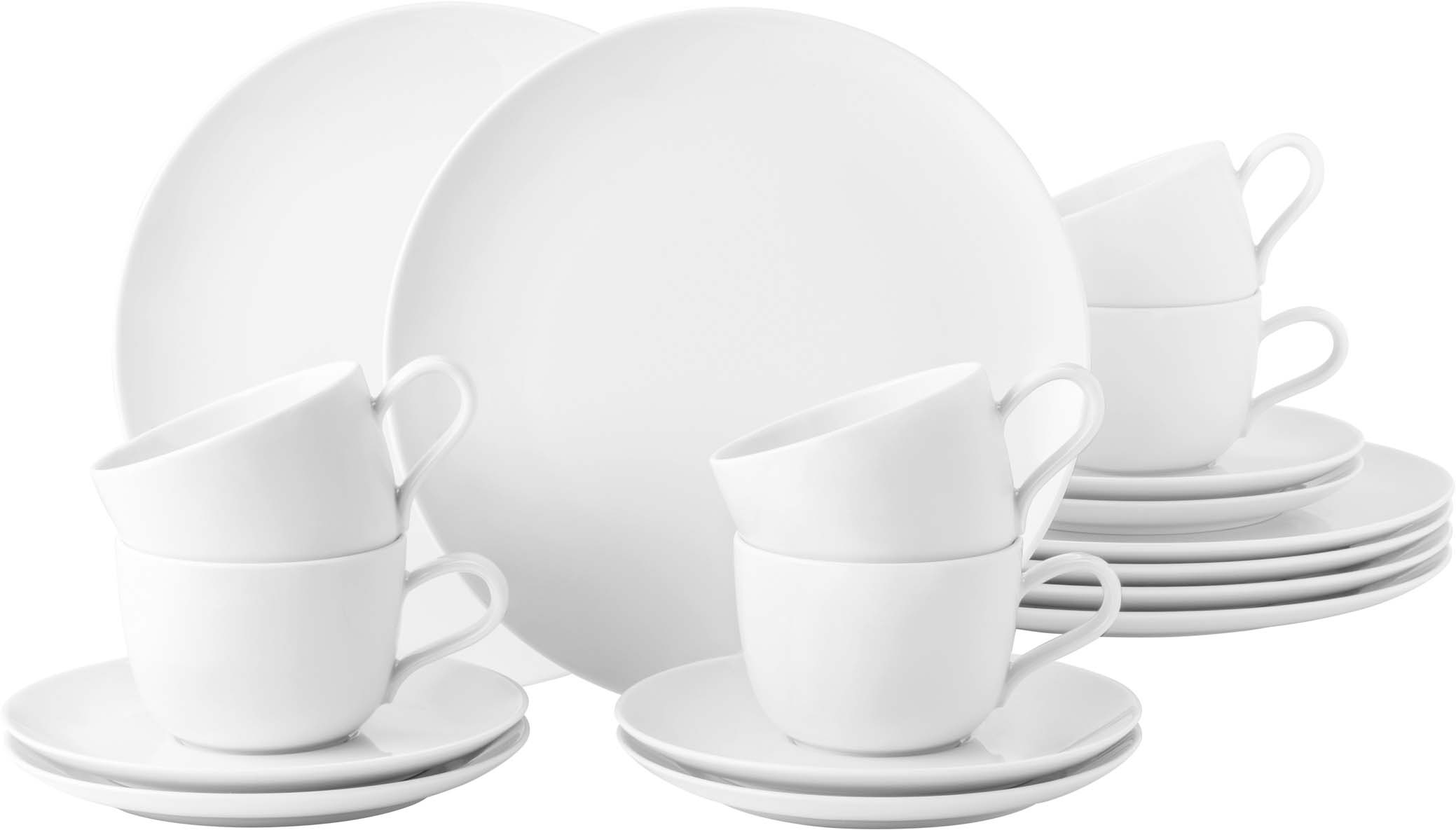 Seltmann Weiden Kaffeeservice "Geschirr-Set, Service Liberty" Teller Set, Tassen, weiß, Made in Germany, 18 Teile, für 6 Personen