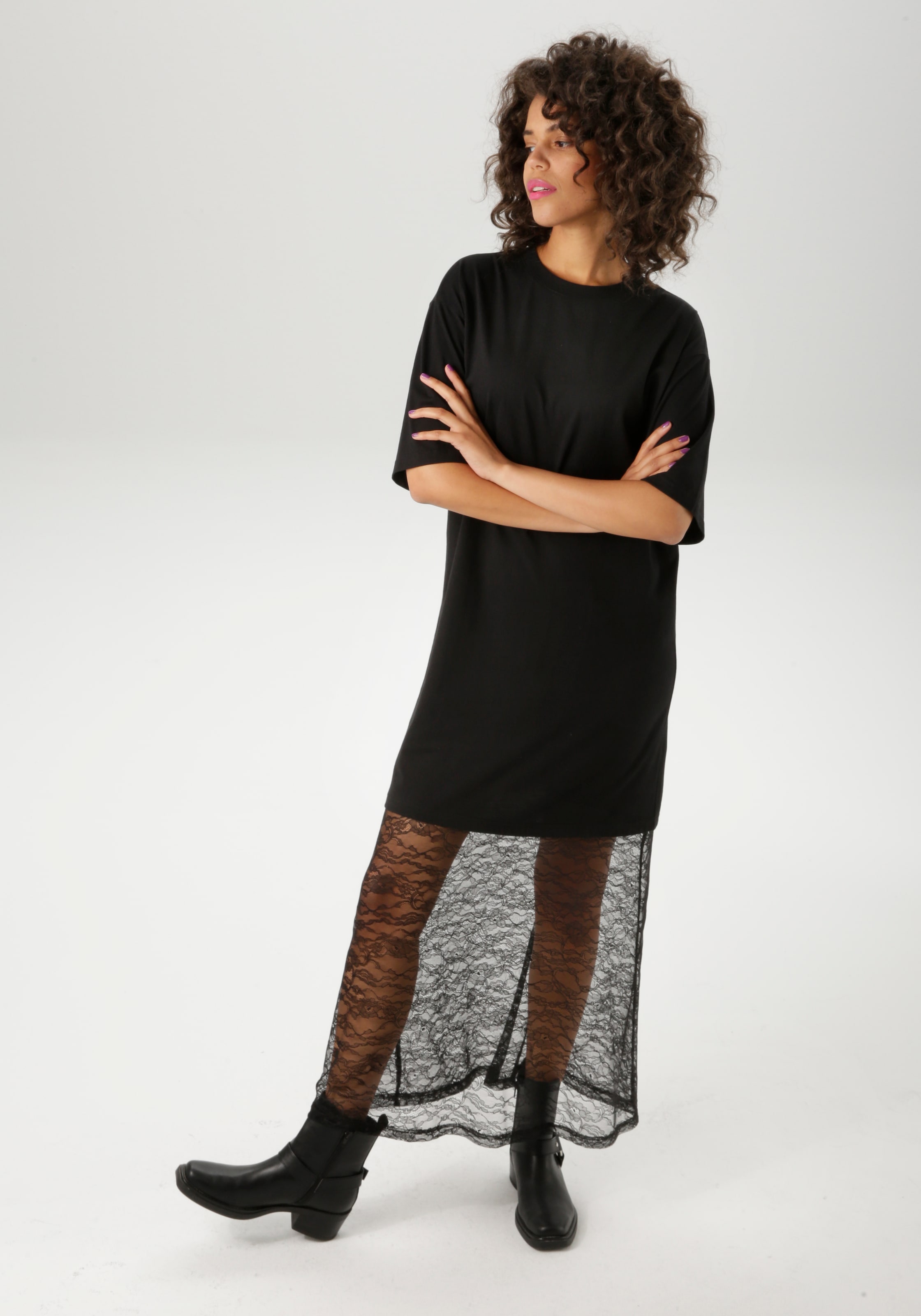 Aniston CASUAL Maxikleid, mit raffinierter Spitze am Saum - NEUE KOLLEKTION