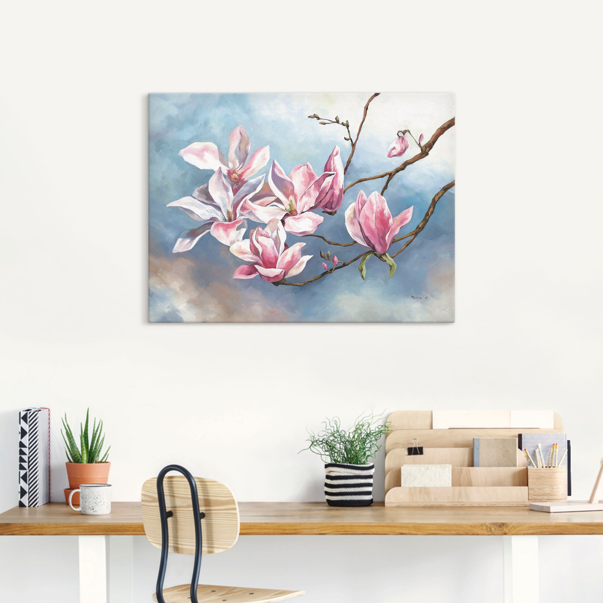 Artland Leinwandbild "Magnolienzweig" Blumen 1 Stk. tlg. auf Holzrahmen ges günstig online kaufen