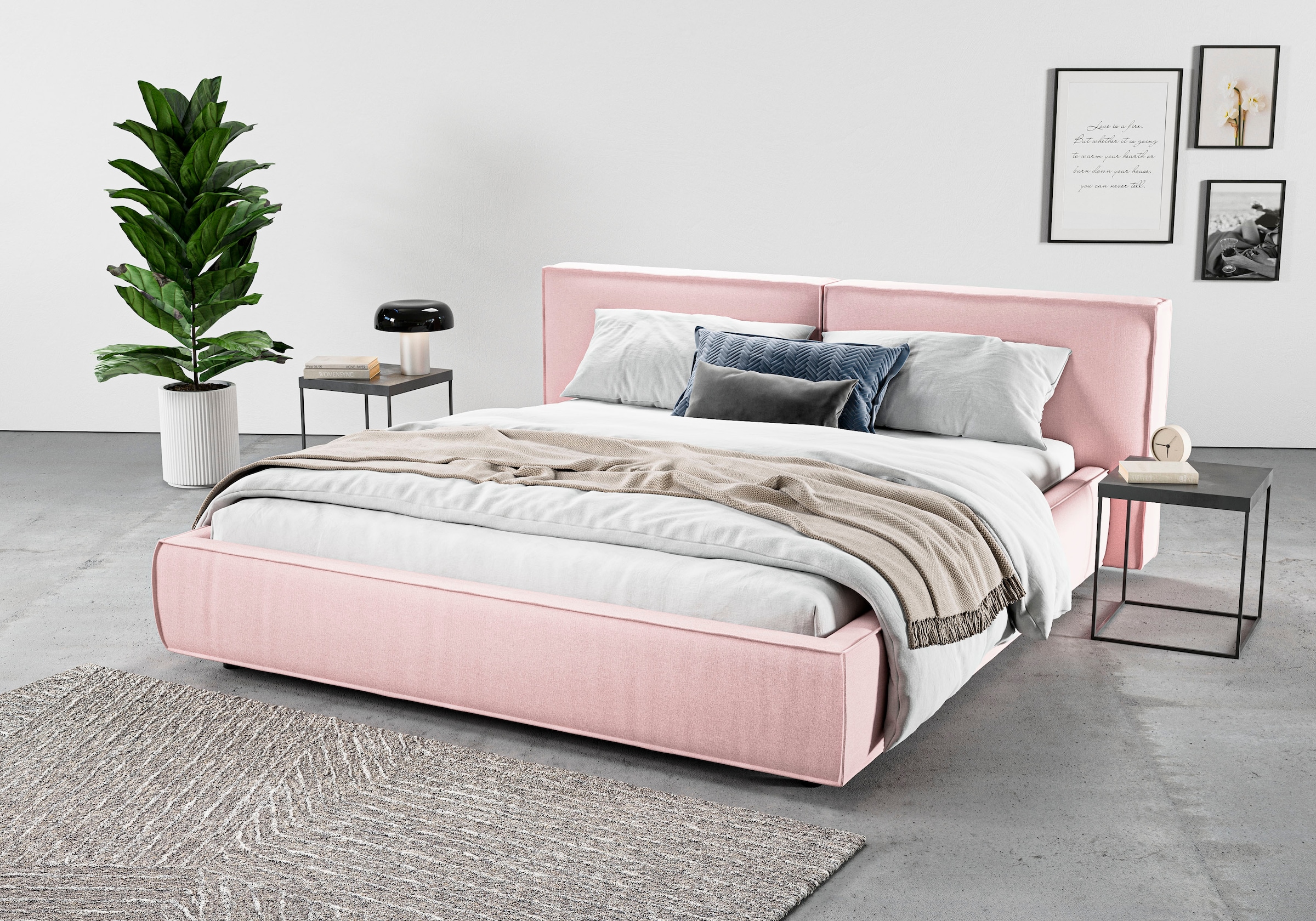 Home affaire Polsterbett "Adrina mit Biesenoptik, Feincord und Luxus-Microf günstig online kaufen