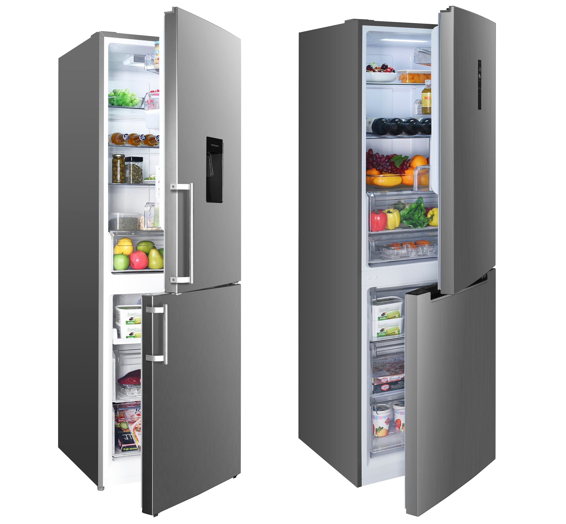 HANSEATIC Kühl-/Gefrierkombination, Rechtsanschlag, kein Wasserspender, silber, Kühlschränke, NoFrost, Schnellgefrierfunktion, Eco-Modus, Display,