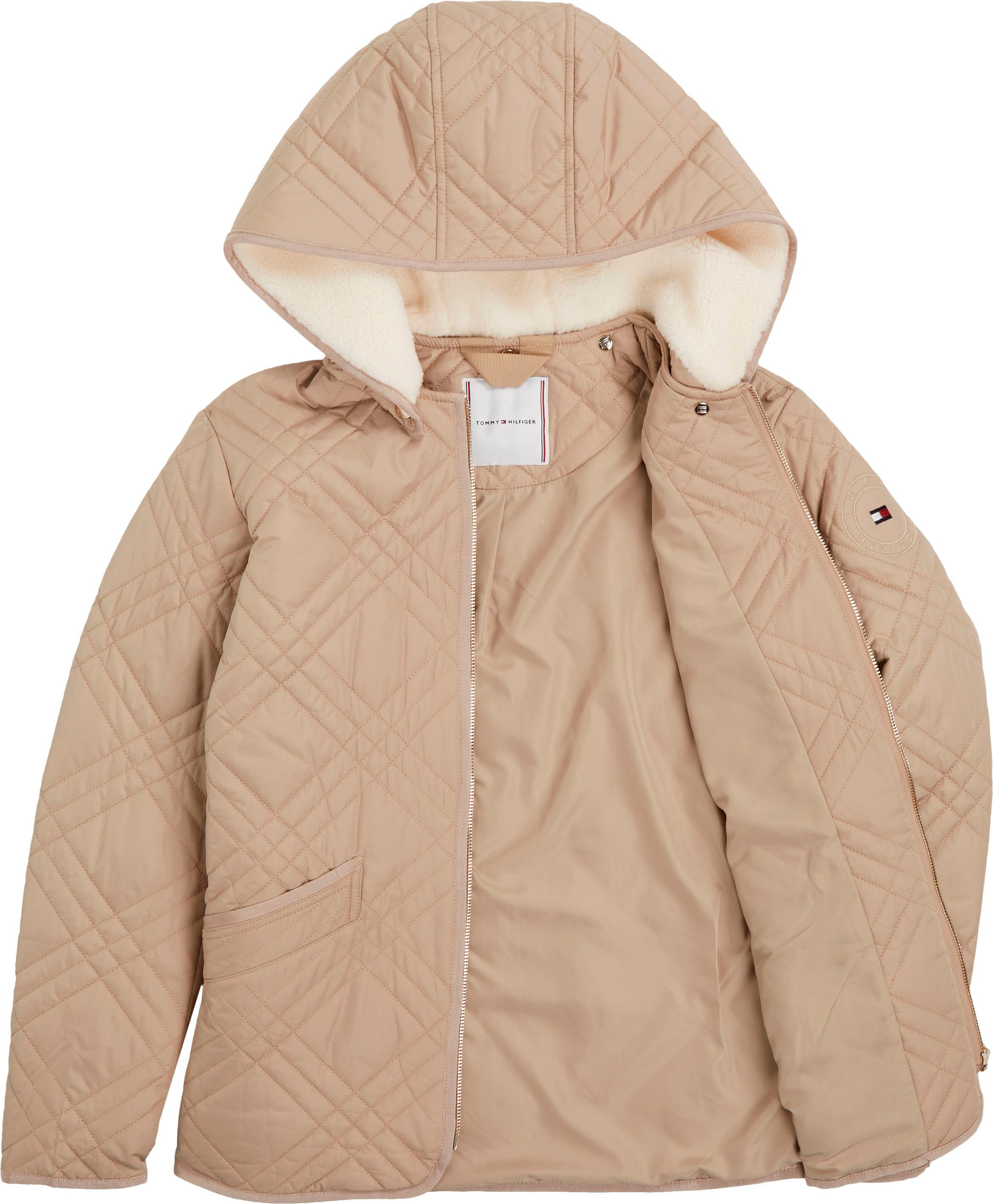 Tommy Hilfiger Steppjacke, mit Kapuze, mit Markenlabel