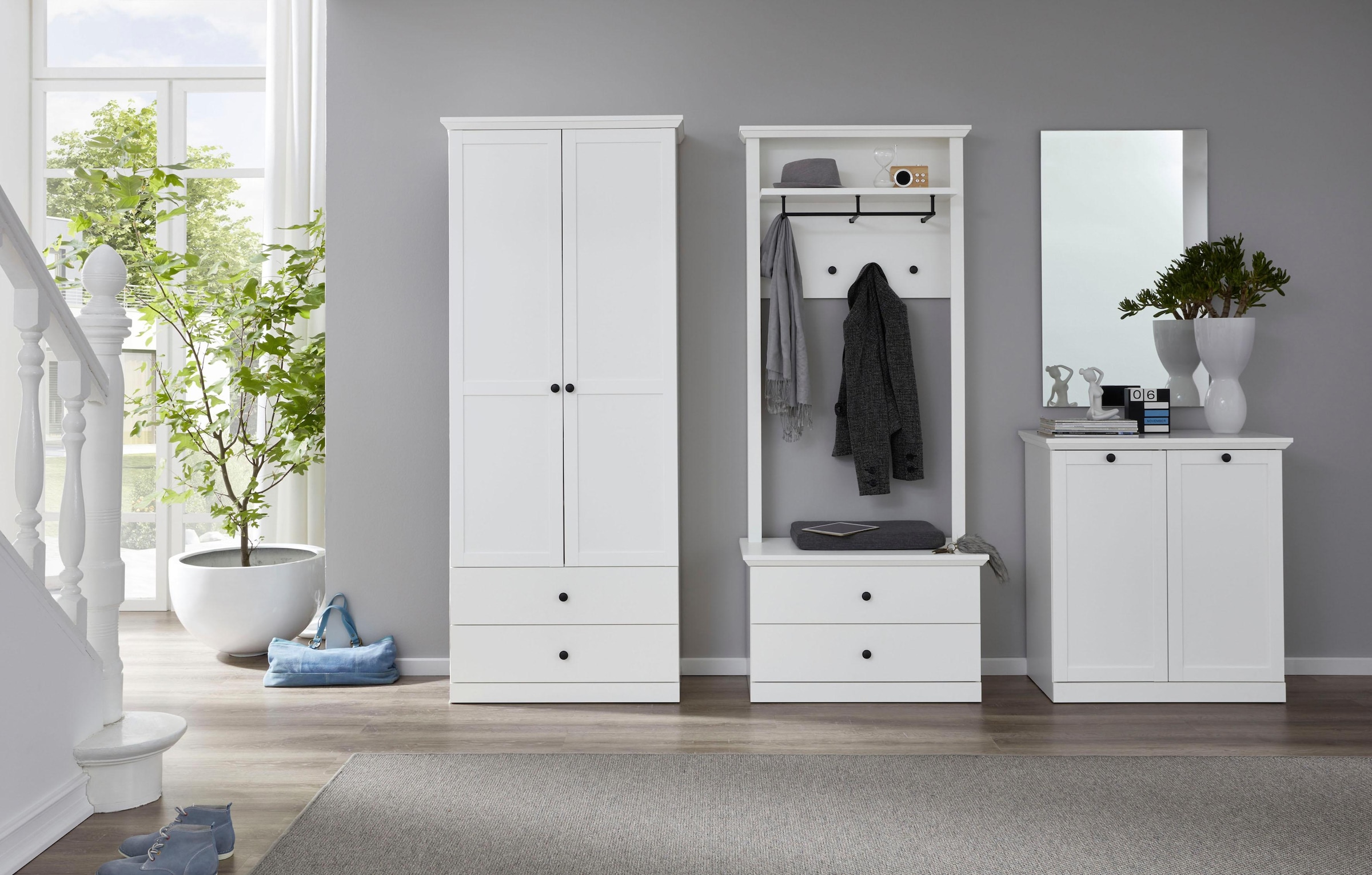 trendteam Garderobenschrank Landhausstil, | »Baxter«, zeitloser Vollauszug mit BAUR