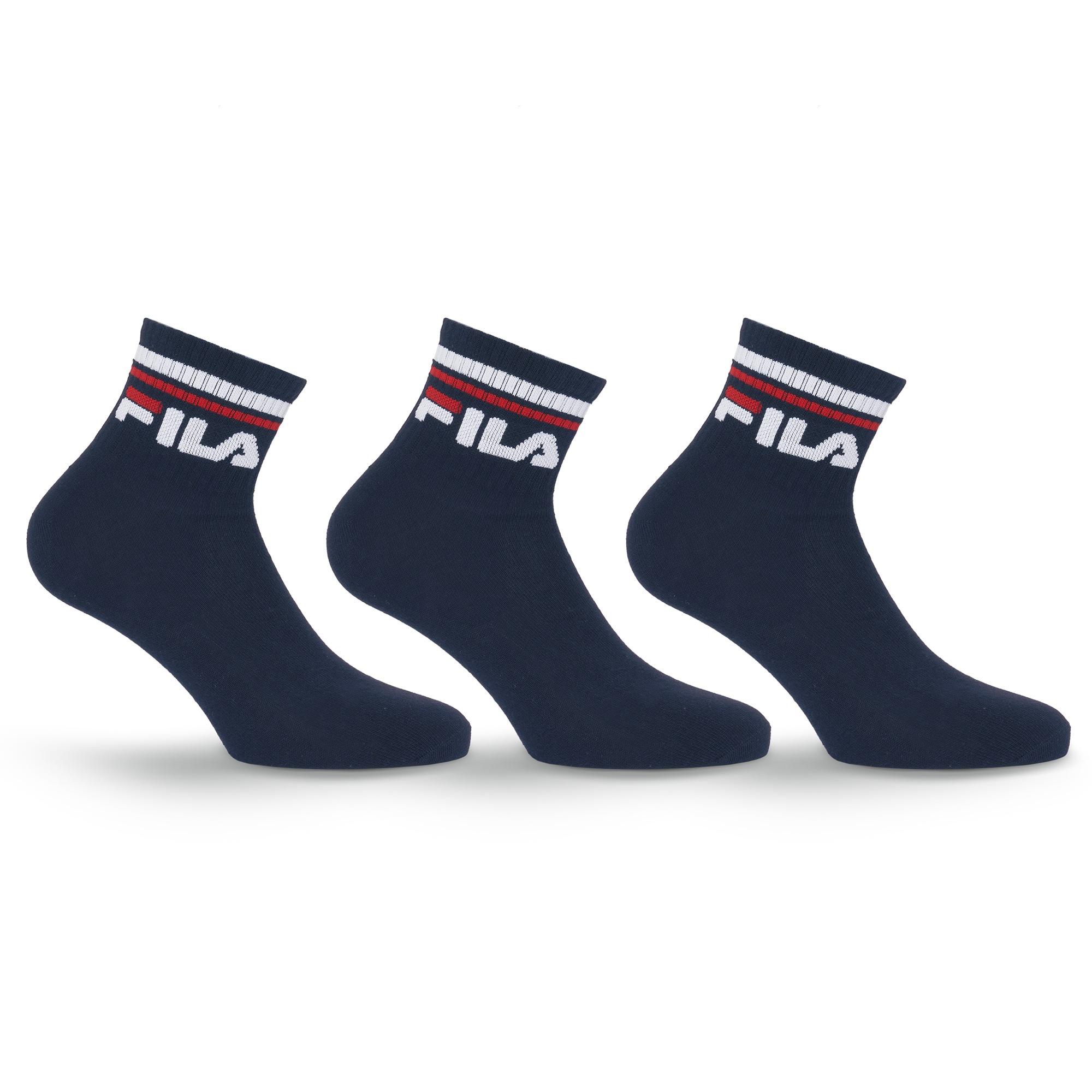 Fila Kurzsocken 3 Paar tlg. Cotton-Mix, Unisex, Kontraststreifen günstig online kaufen