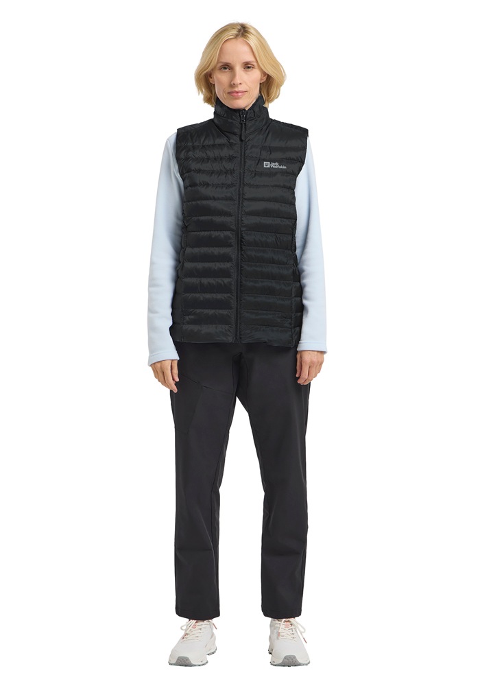 Daunenweste JACK WOLFSKIN "PILVI DOWN VEST W", Damen, Gr. XXL (48), schwarz, Obermaterial: 100% Polyester. Futter: 100% Polyester. Füllung: 90% Entendaune, 10% sonstige Fasern, Westen 3