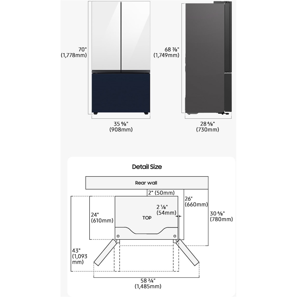 Samsung French Door »RF24BB620ES9EF«, RF24BB620ES9, 177,8 cm hoch, 90,8 cm breit