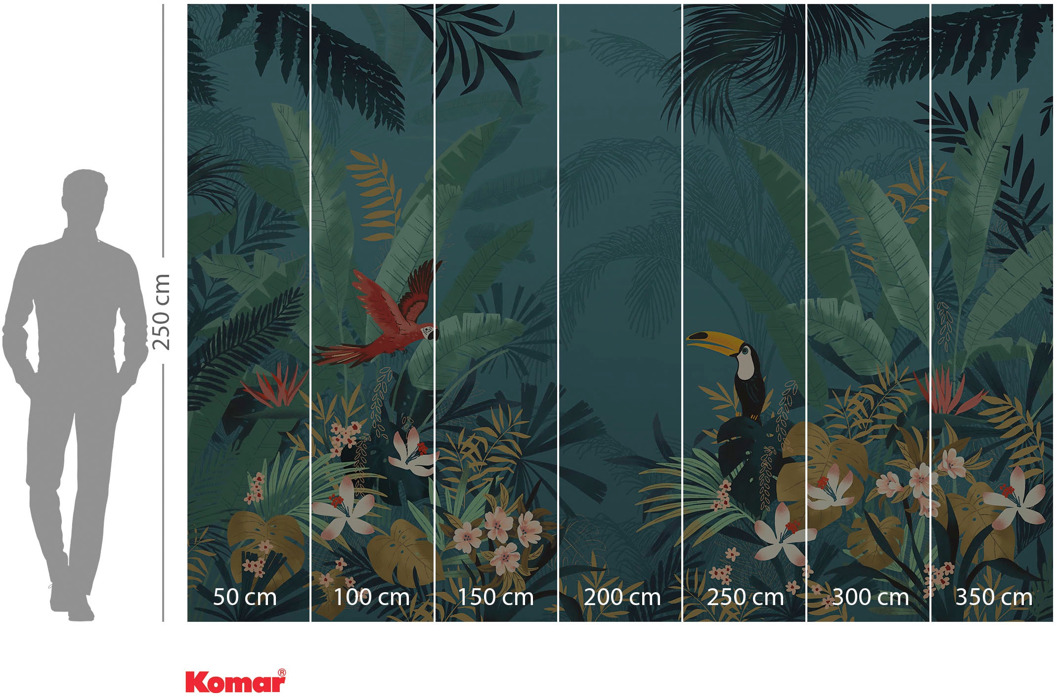 Komar Fototapete »Enchanted Jungle«, bedruckt, 350 x 250 cm (Breite x Höhe) - Tapete, Vlies, Wohnzimmer, Schlafzimmer
