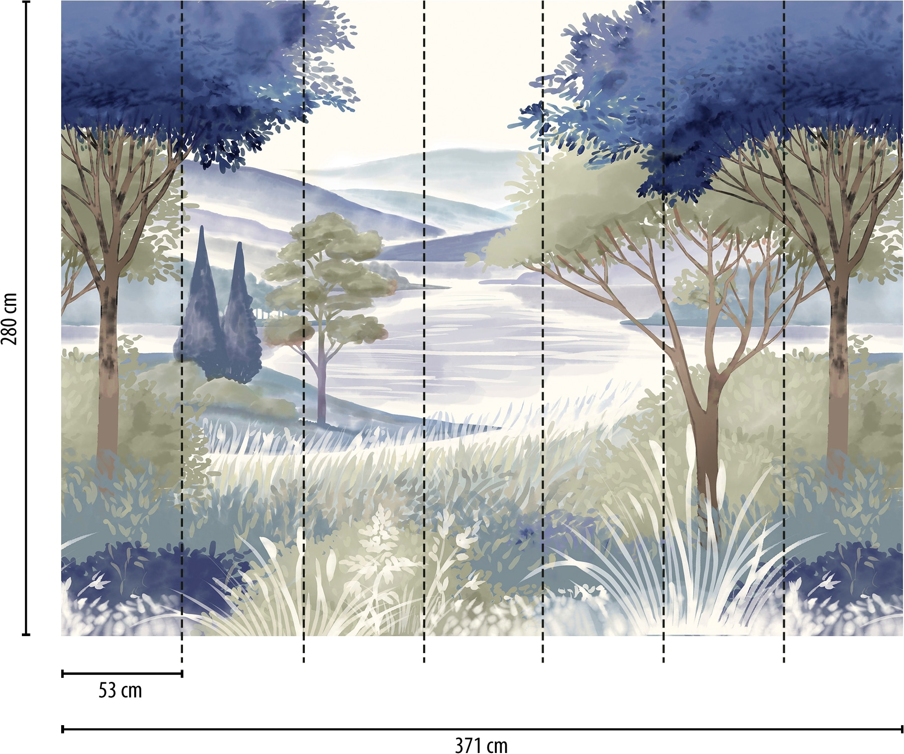 living walls Fototapete »The Wall 4 Botanic – See mit malerischen Bäumen Vlies-Fototapete« Motiv | matt | naturalistisch leicht strukturiert See mit malerischen Bäumen – atmosphärischer Tiefe