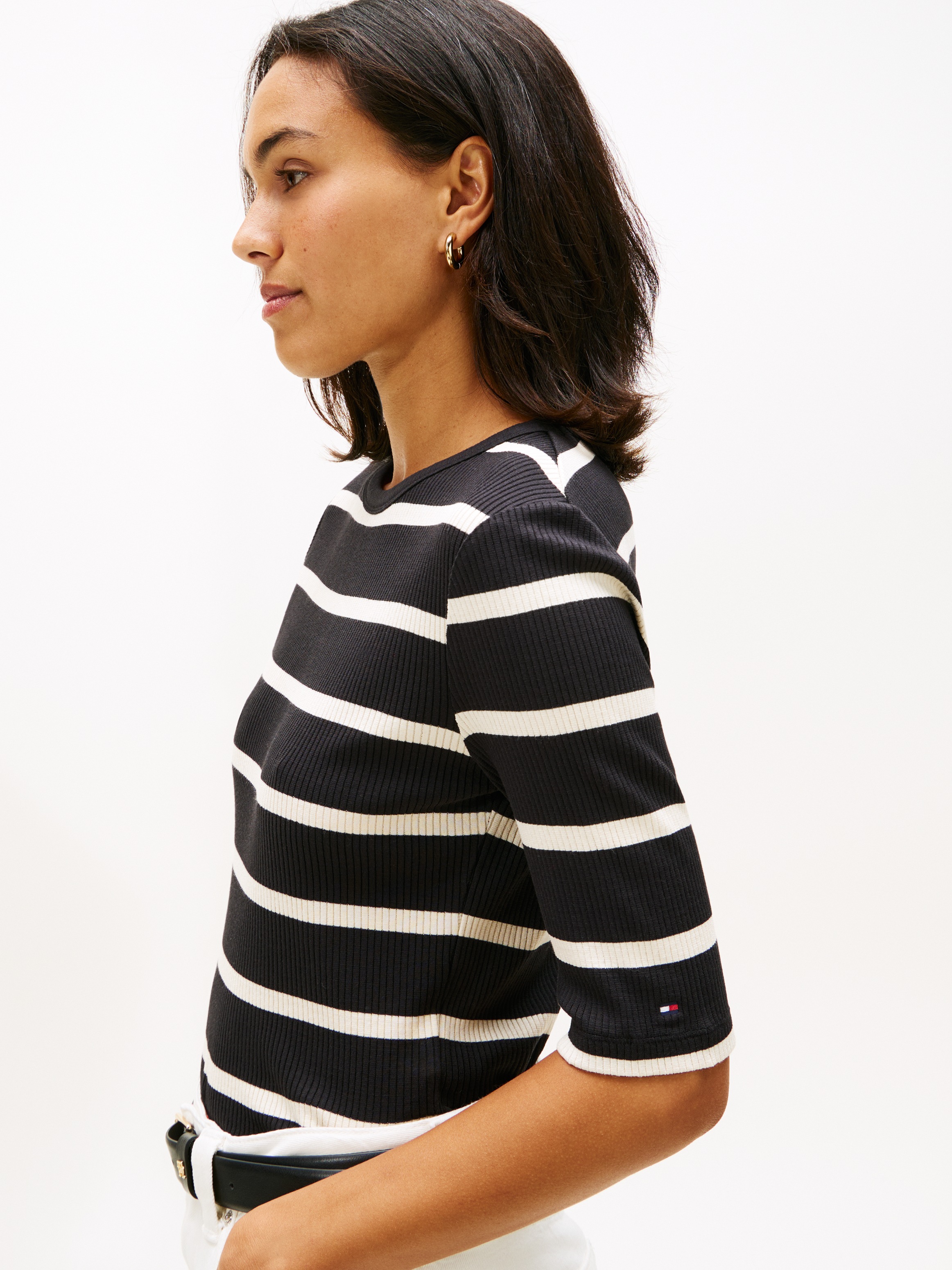 Tommy Hilfiger Kurzarmshirt "SLIM 5X2 RIB C-NK 1/2 SLV mit Rundhals und Rip günstig online kaufen