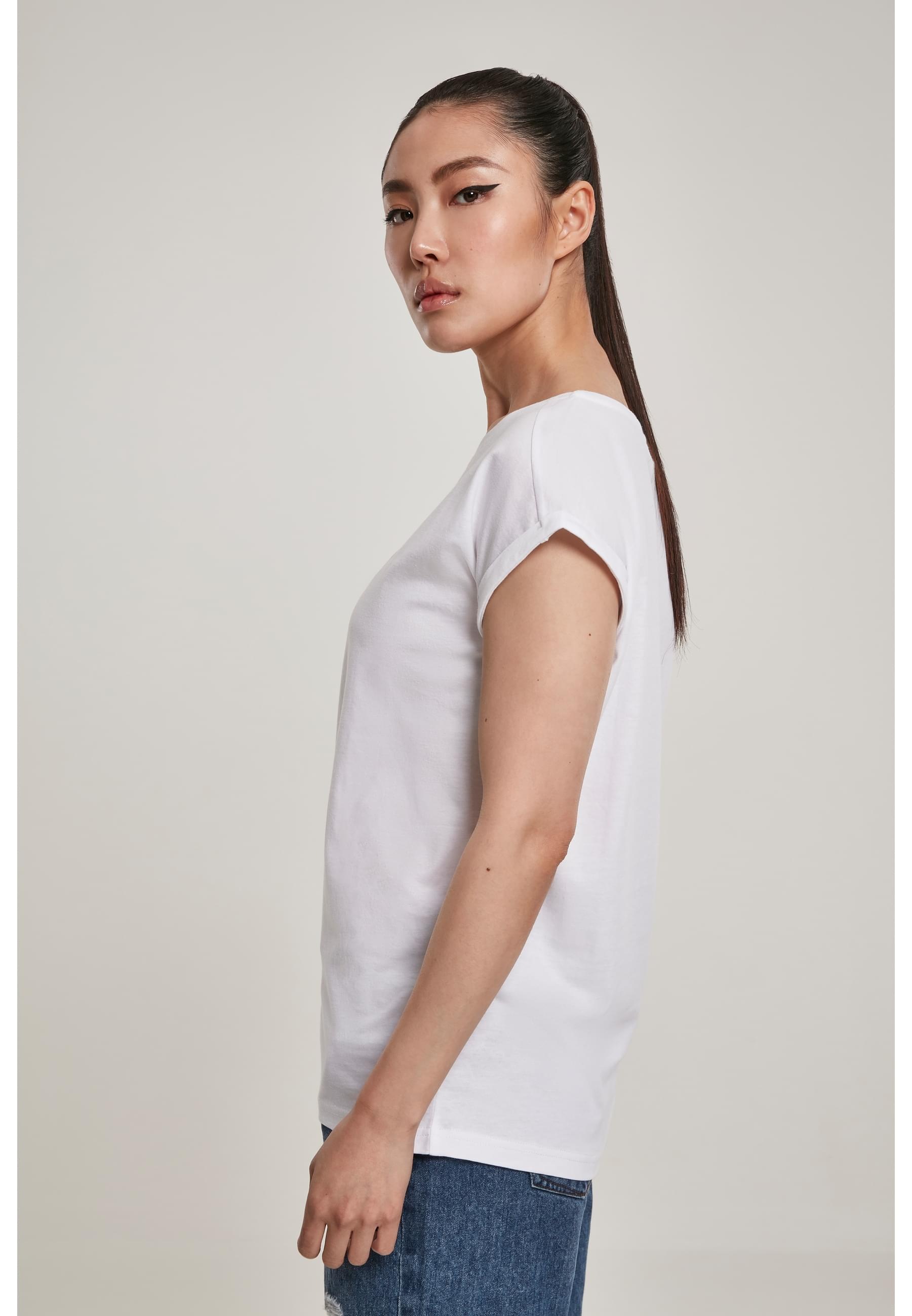 URBAN CLASSICS Kurzarmshirt »Urban Classics Damen Ladies Organic Extended Shoulder Tee«, (1 tlg.)