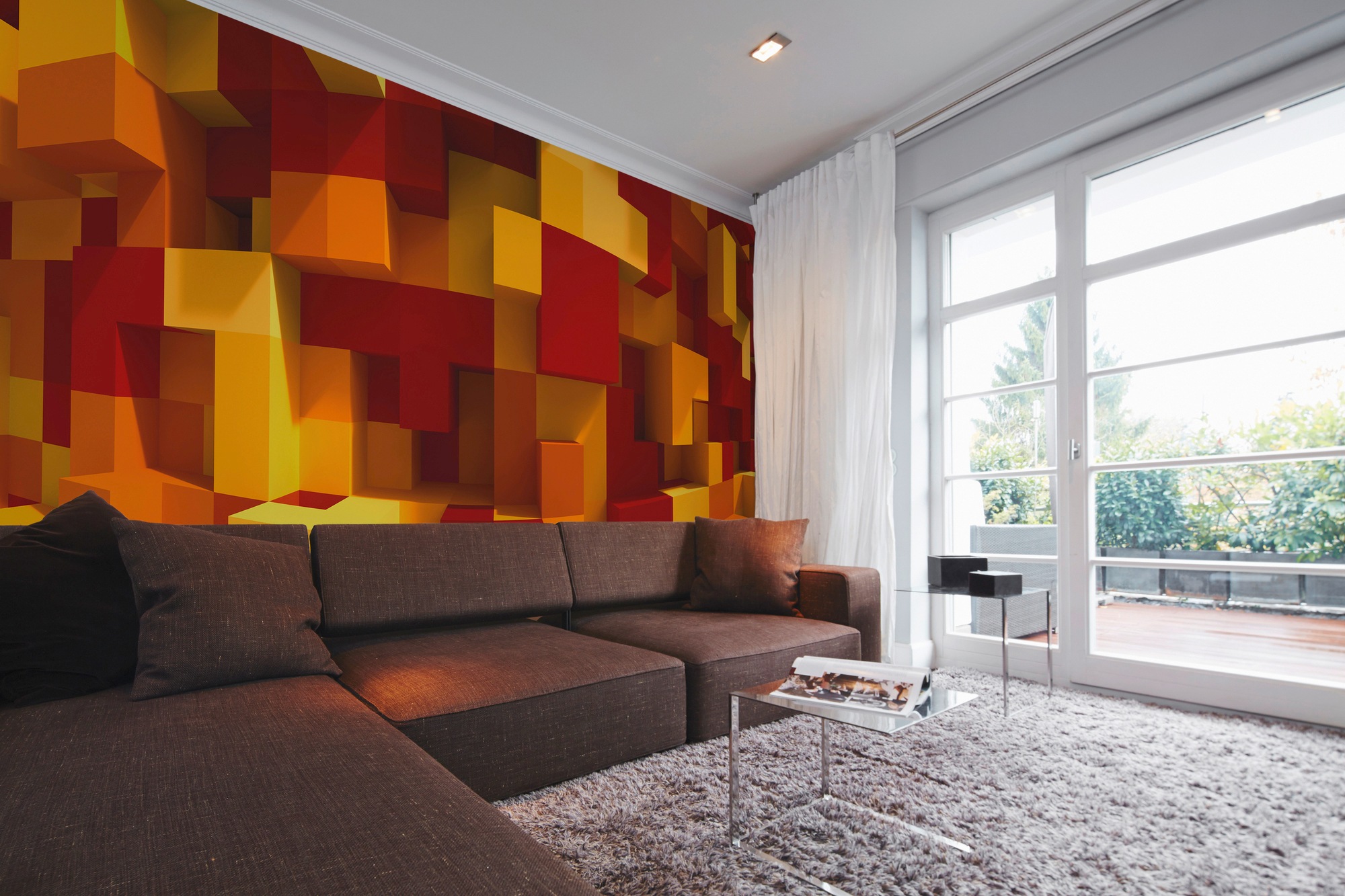 Architects Paper Fototapete »3D Cubes Orange«, Vlies, Wand, Schräge