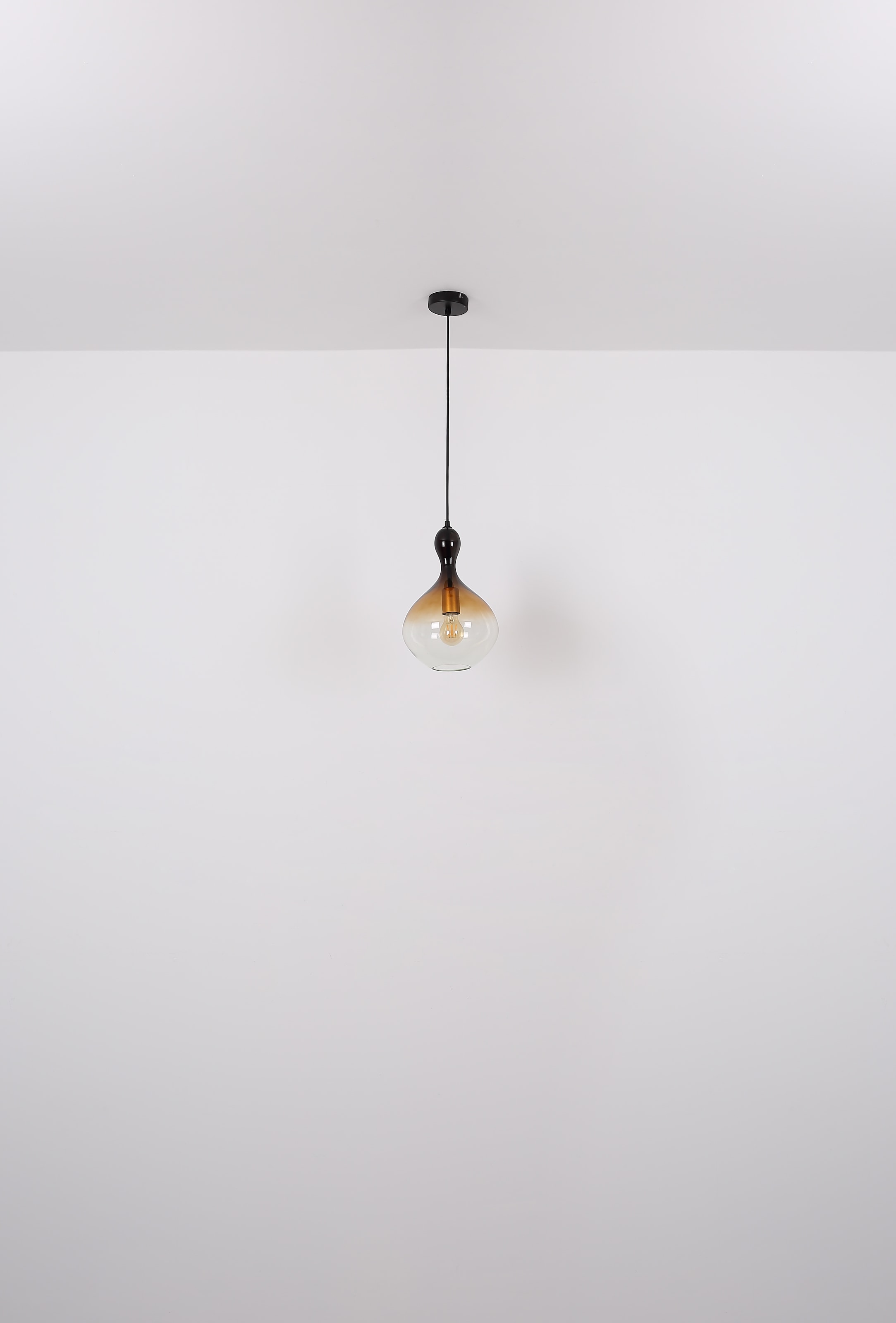 GLOBO LIGHTING Hängeleuchte »ALADDIN«, Leuchtmittel E27 | ohne Leuchtmittel, Hängelampe/Pendelleuchte/goldfb./Glas rauchfarben/amber/Höhe kürzbar