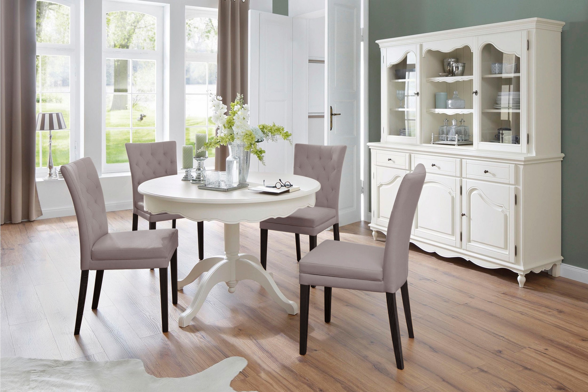Home affaire 4-Fußstuhl »Colorado«, (Set), 4 St., Kunstleder, Beine aus Buche, wengefarben lackiert, Im 2er, 4er oder 6er-Set