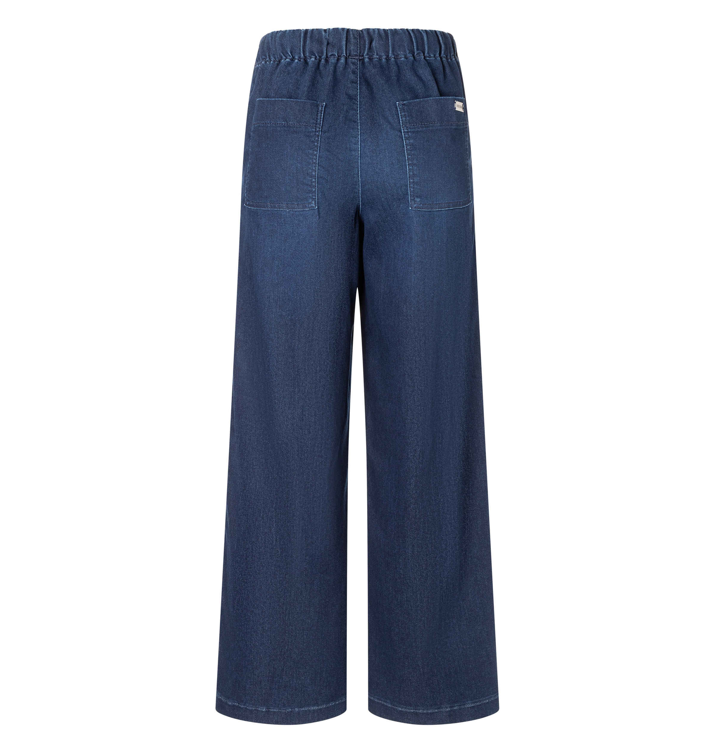 Weite Jeans MAC "WIDE EASY", Damen, Gr. 38, Länge 30, schwarz cobalt blau used, Denim/Jeans, Obermaterial: 68% Baumwolle, 28% Polyester, 4% Elasthan, unifarben, weit knöchellang, Jeans, mit elastischem Bund 3