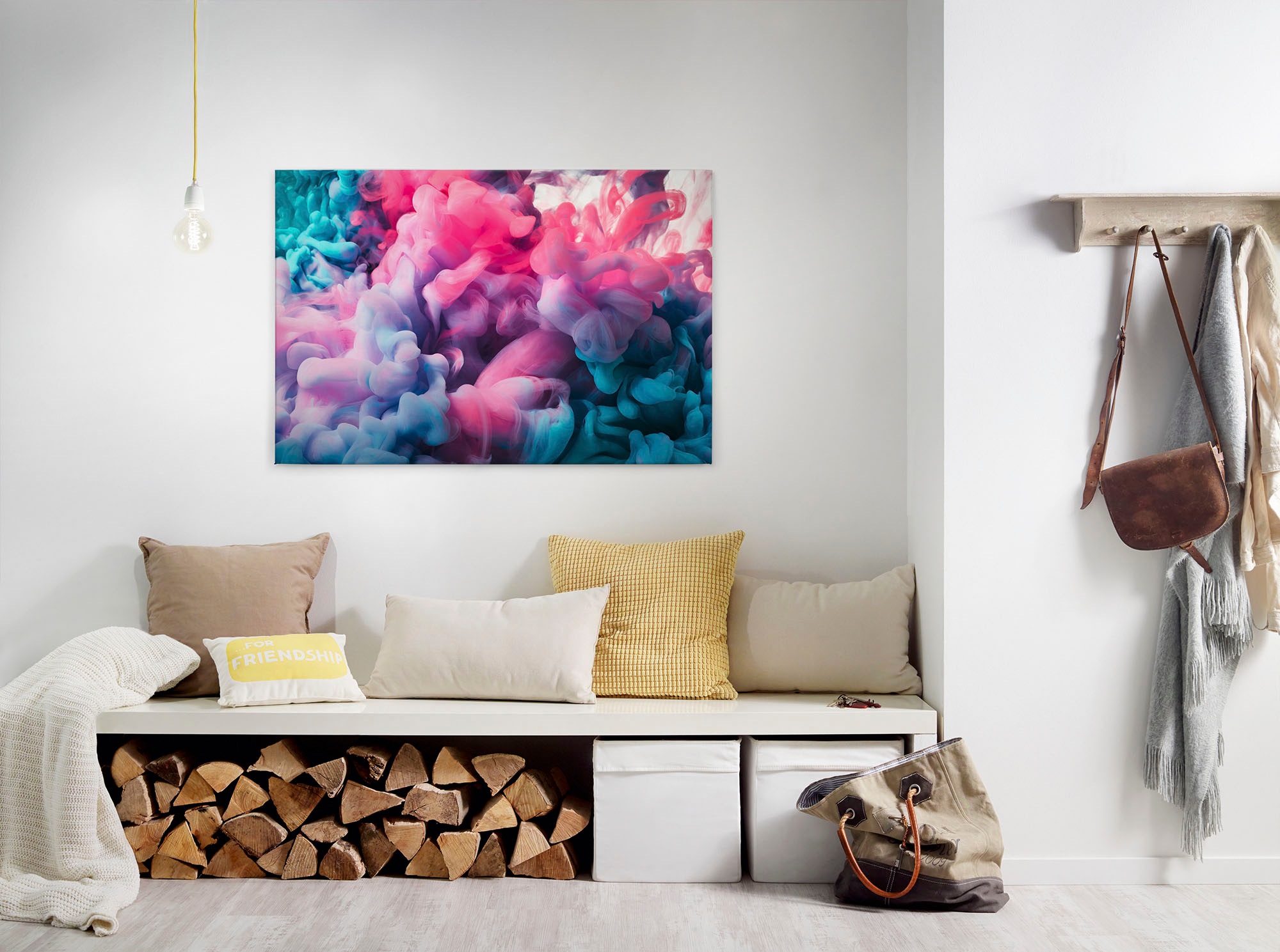 A.S. Création Leinwandbild "Colored Smoke" Abstrakt Kunst 1 Stk. tlg. Bunter Rauch Keilrahmen Jungedzimmer Leinwand-Bild Wohnzimmer modern