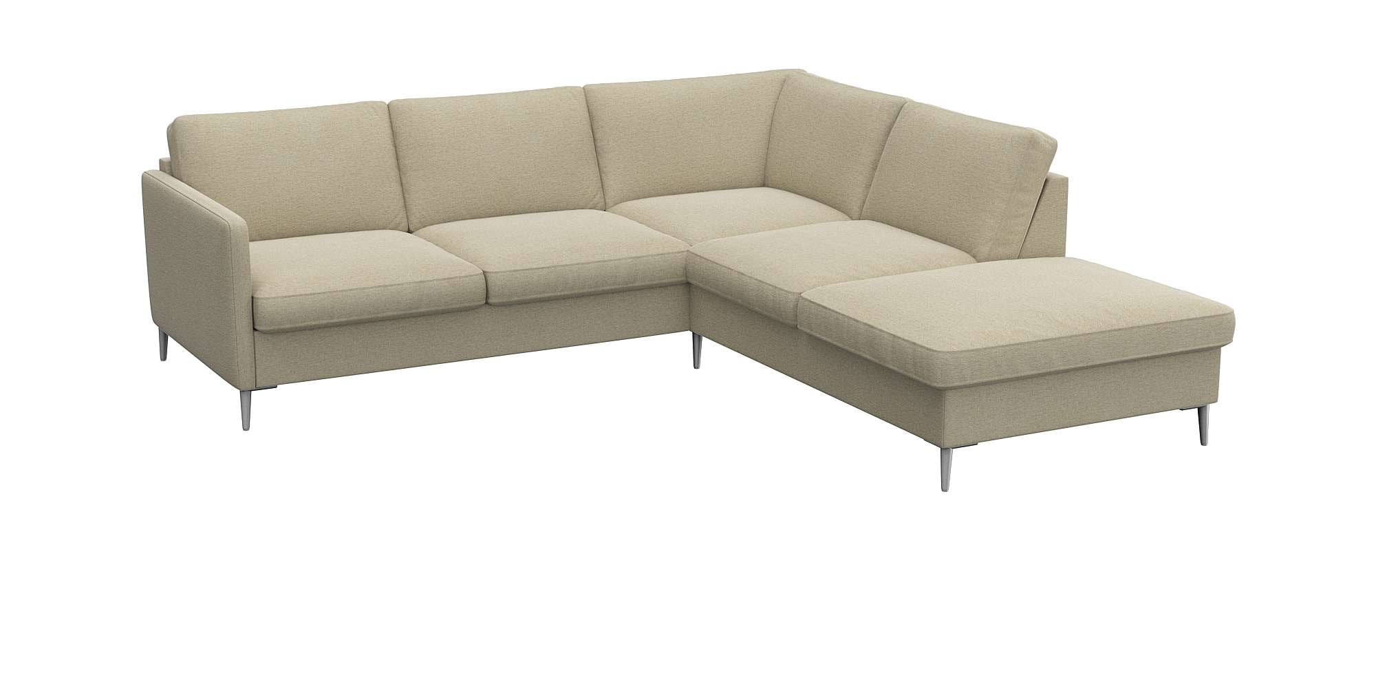 FLEXLUX Ecksofa »Fiore, L-Form« schmale Armlehnen, Füße alufarben, B/T 234/225 cm, Kaltschaum im Sitz