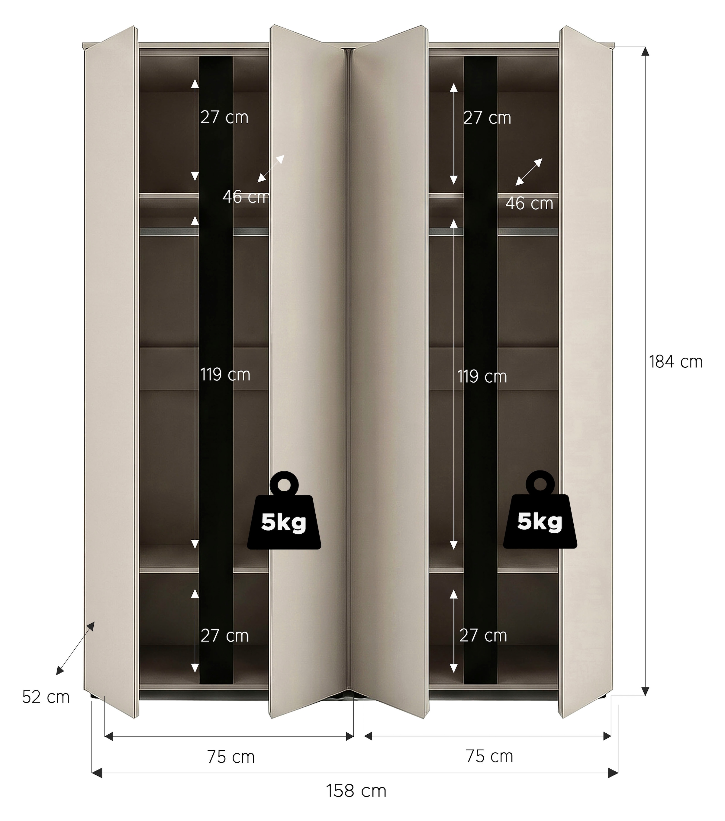 OTTO home Schrank-Set »AXIS, bestehend aus 2 Schränken, in 3 Breiten, individuell stellbar«