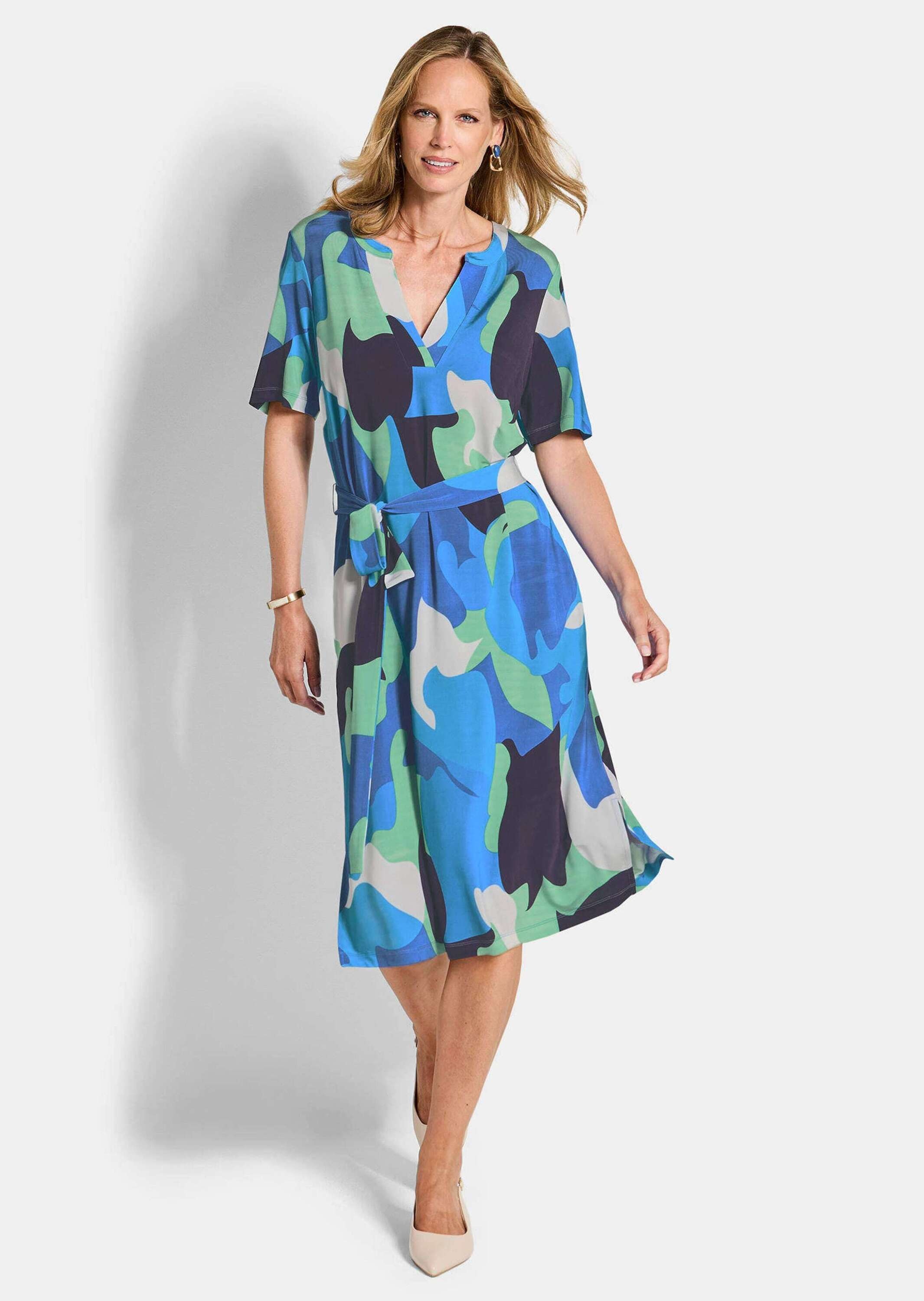 GOLDNER Sommerkleid "Kurzgröße Druckkleid mit organischem Muster" Taschen i günstig online kaufen