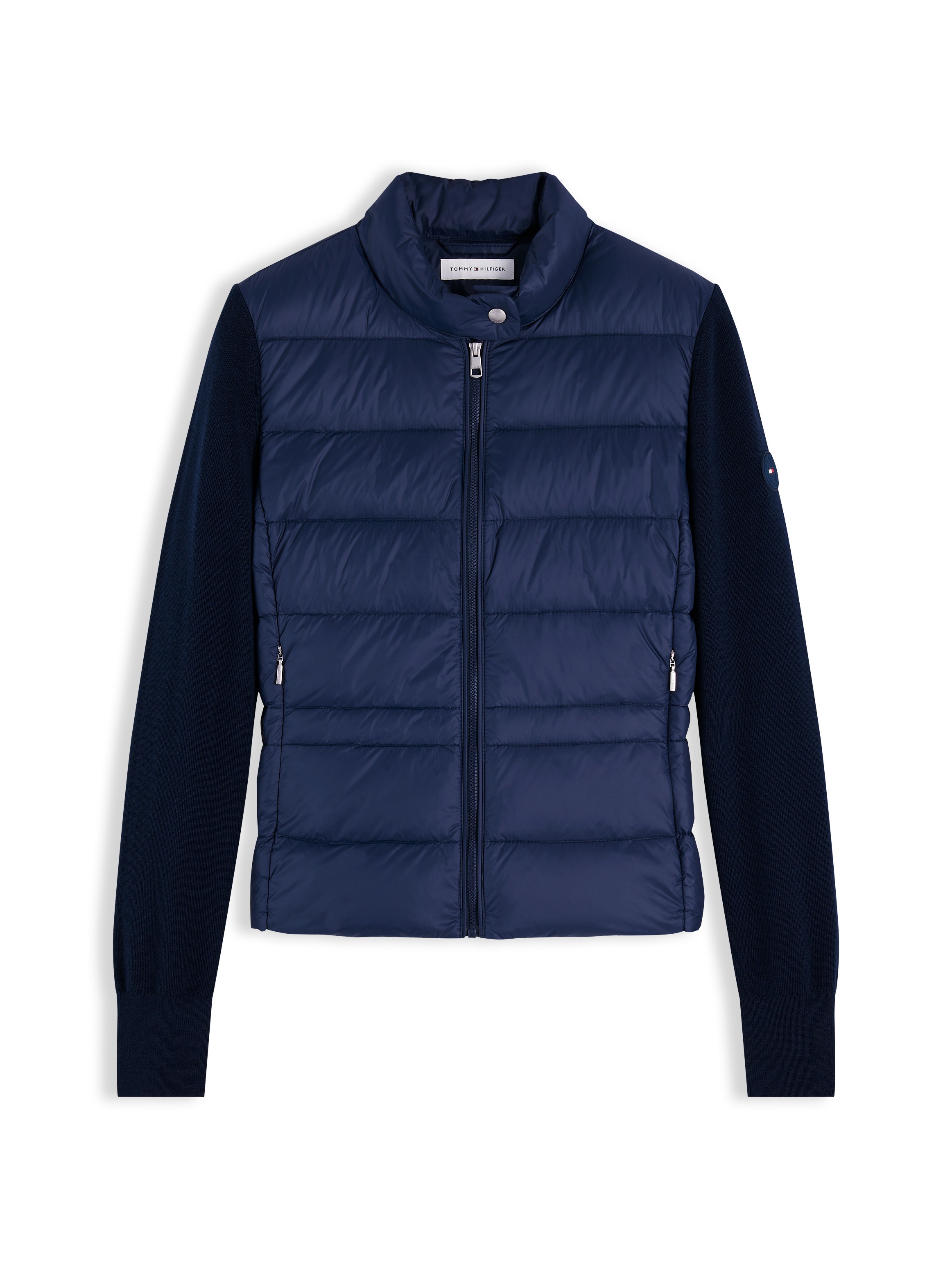 Tommy Hilfiger Steppjacke »LW DOWN KNIT MIX JACKET« ohne Kapuze Stehkragen, Materialmix mit Steppqualität