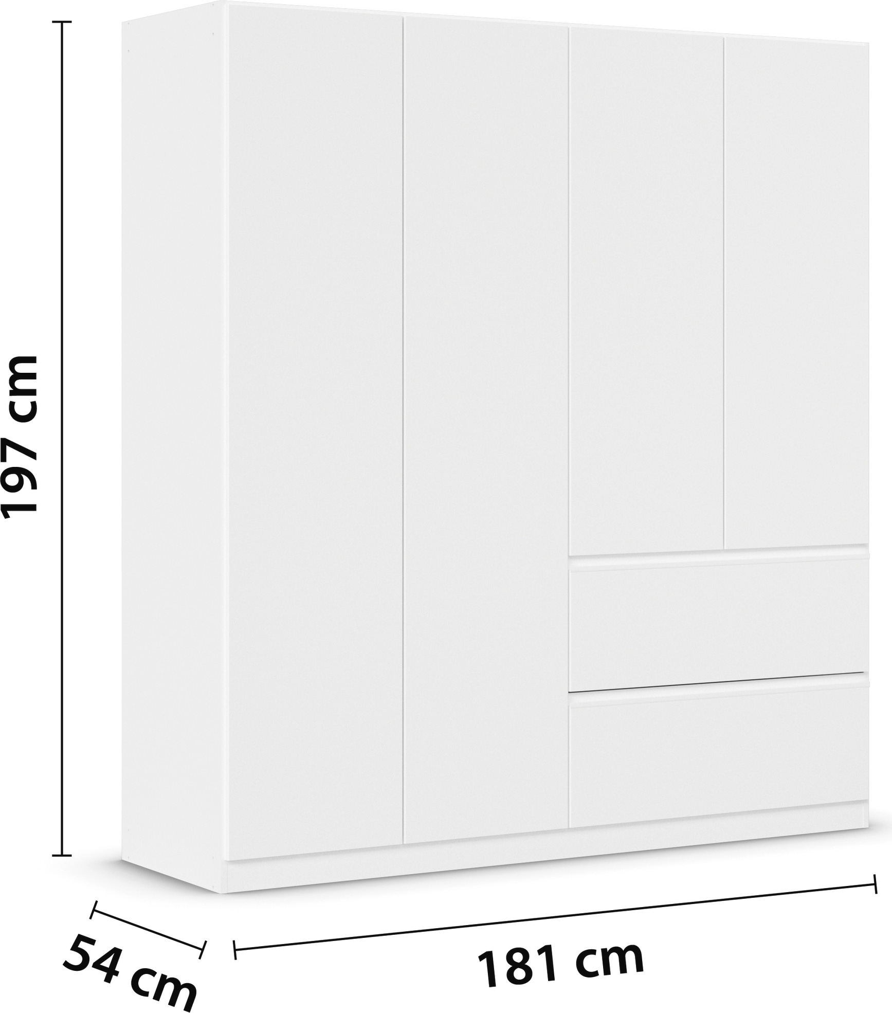 rauch Drehtürenschrank »Kleiderschrank Schrank Garderobe Wäscheschrank COSTA in 3 Breiten«, viel Platz, grifflose Front und Push-to-Open Funktion MADE IN GERMANY