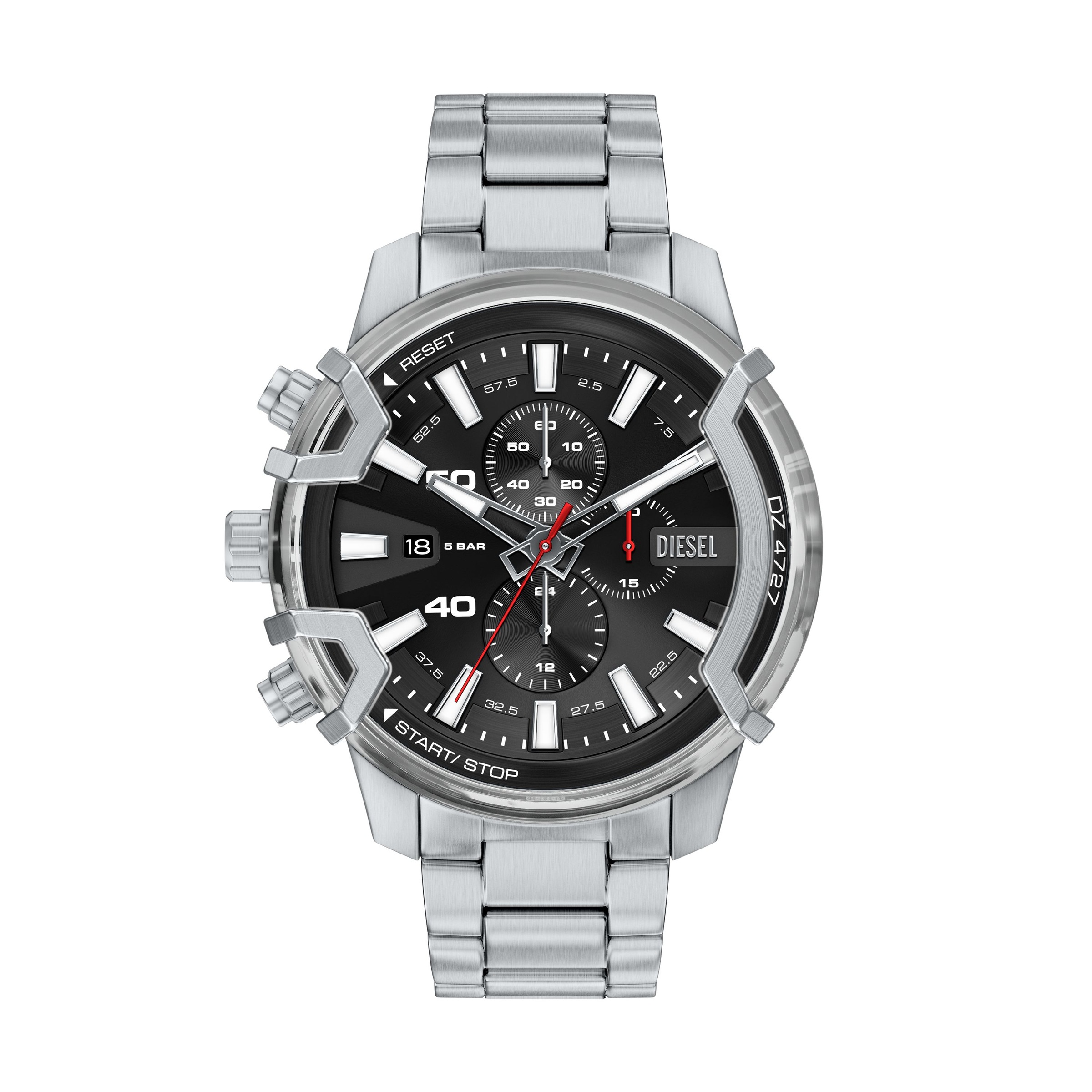 Diesel Chronograph »Griffed« Quarzuhr, Armbanduhr, Edelstahlarmband, analog, Tag, Stoppfunktion