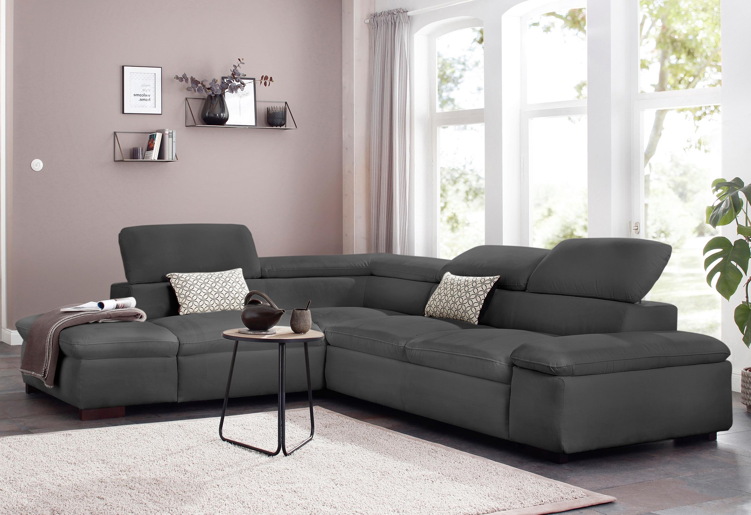 Home affaire Ecksofa »Alberto L-Form« mit Kopfteilverstellung, wahlweise mit Bettfunktion