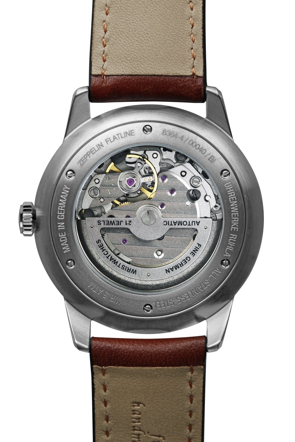 ZEPPELIN Automatikuhr »Flatline Automatic«, Mechanische Uhr, Armbanduhr, Herrenuhr, offene Unruh, Made in Germany