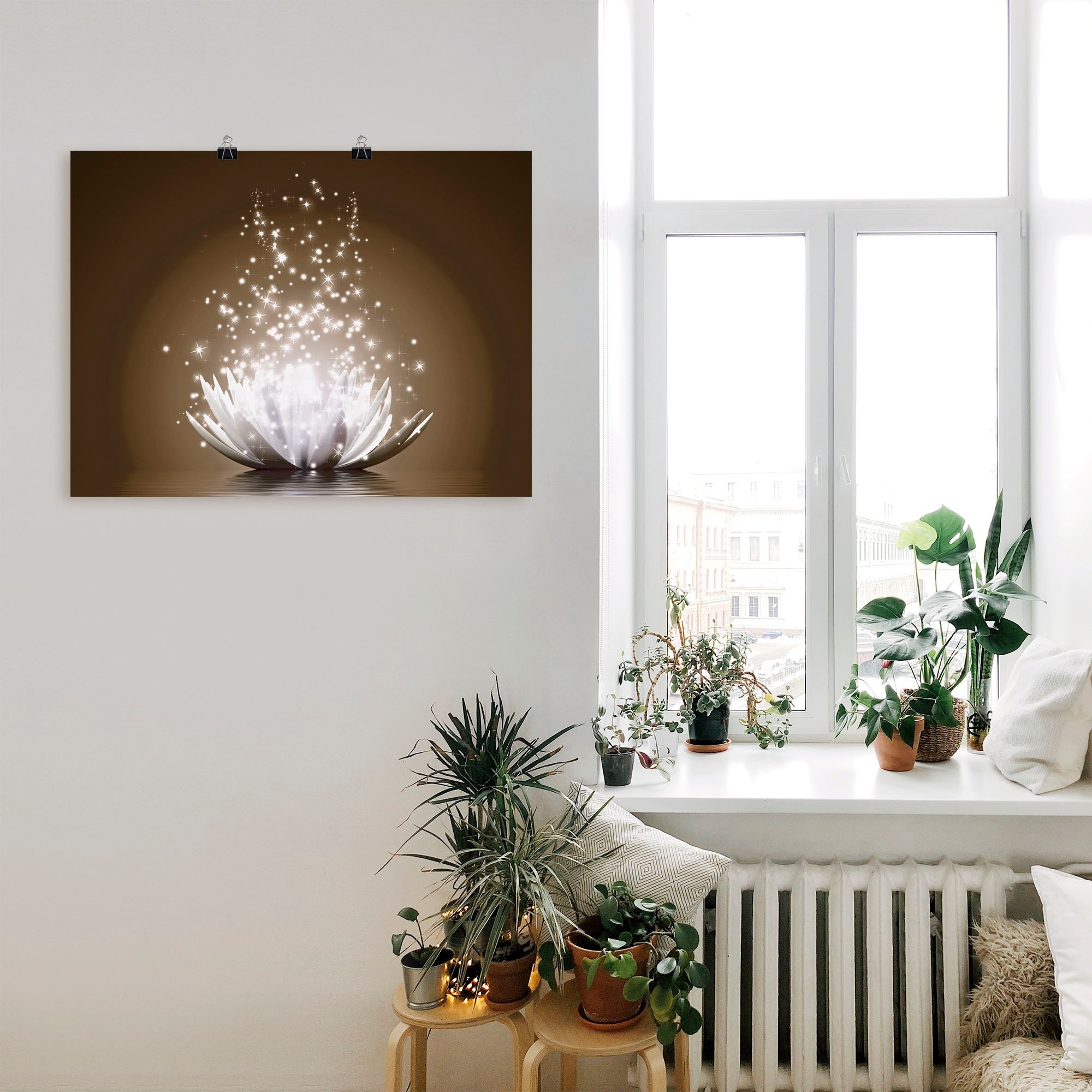 Wandbild ARTLAND "Magie der Lotus-Blume", braun (farbe bild(er): braun), B:60cm H:45cm, Bilder, als Leinwandbild, Poster in verschied. Größen 2