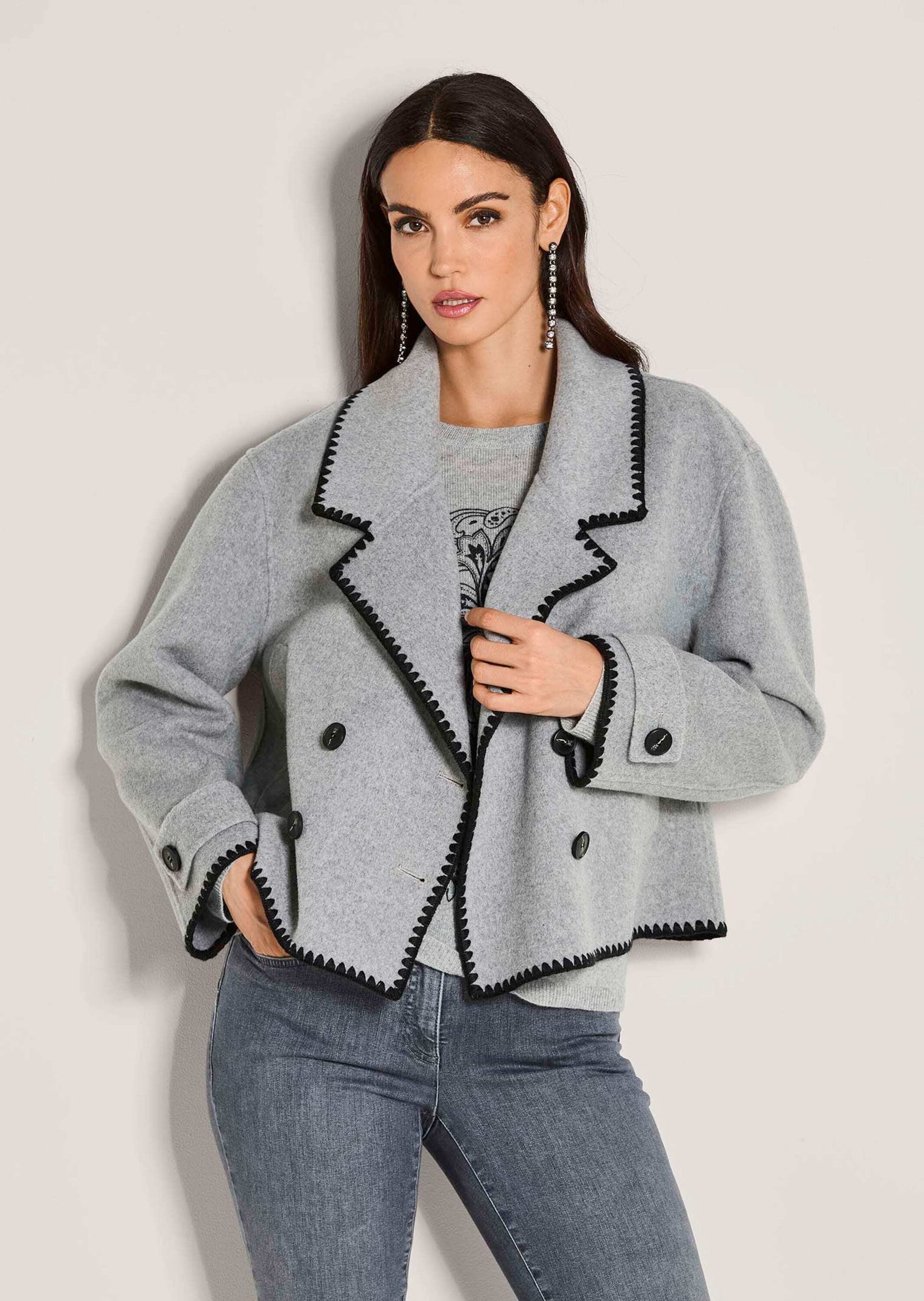 Thumbnail - MADELEINE Kurzjacke "Kurzjacke Elegante Wolljacke mit Reverskragen" Doubleface, Handstick Verabeitung