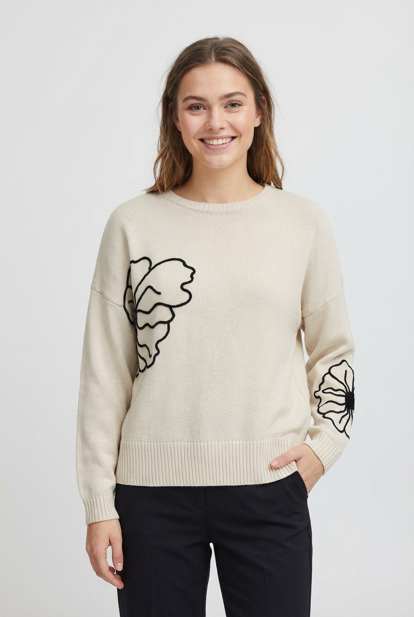 ONLY CARMAKOMA Rundhalspullover "CARPETRA LS FLOWER EMB O-NECK CC KNT" günstig online kaufen