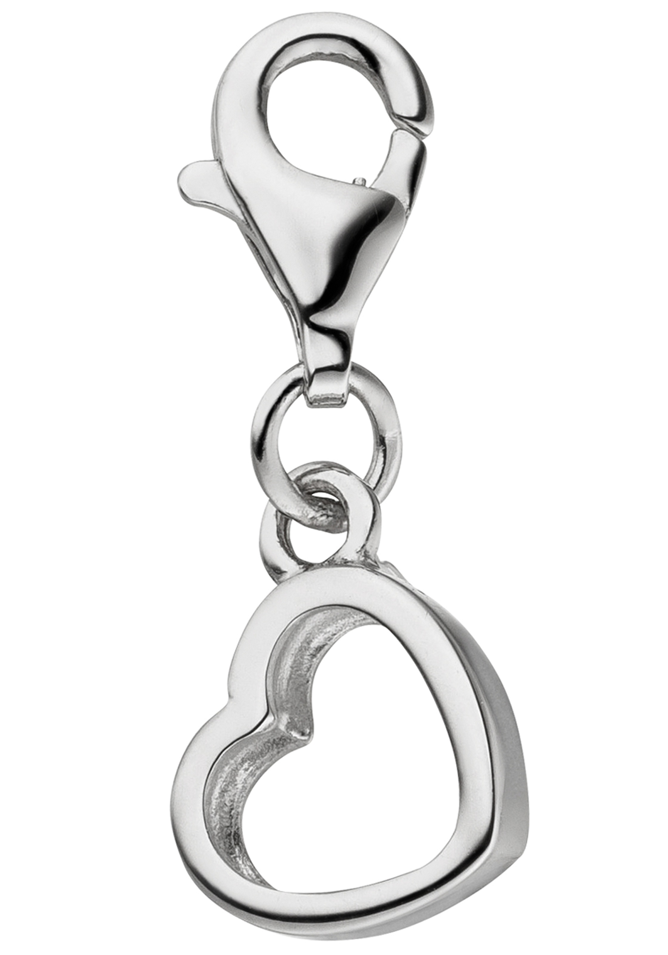 Charm-Einhänger JOBO "Charm Herz", silber 925, Charms, Damen, Silber 925 (Sterlingsilber), 925 Silber rhodiniert