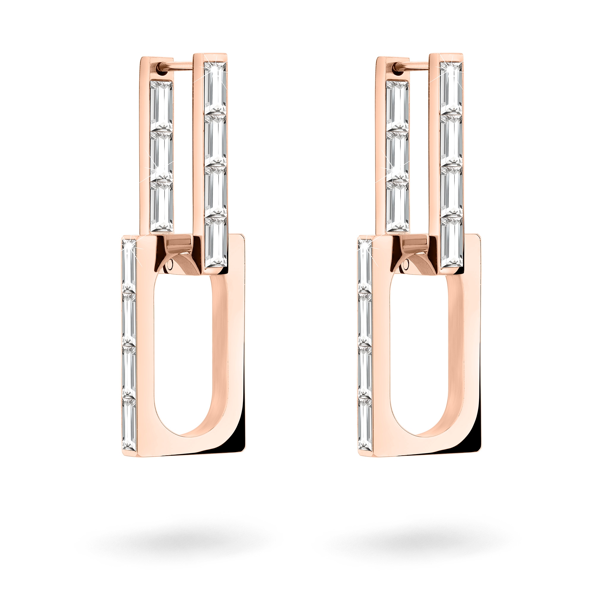 Paar Creolen LIEBESKIND BERLIN "Schmuck Geschenk Edelstahl Ohrringe Sparkling Link", rosa (roségoldfarben, kristallweiß, kristallweiß), Ohrringe, Damen, Edelstahl, mit Zirkonia (synth.)