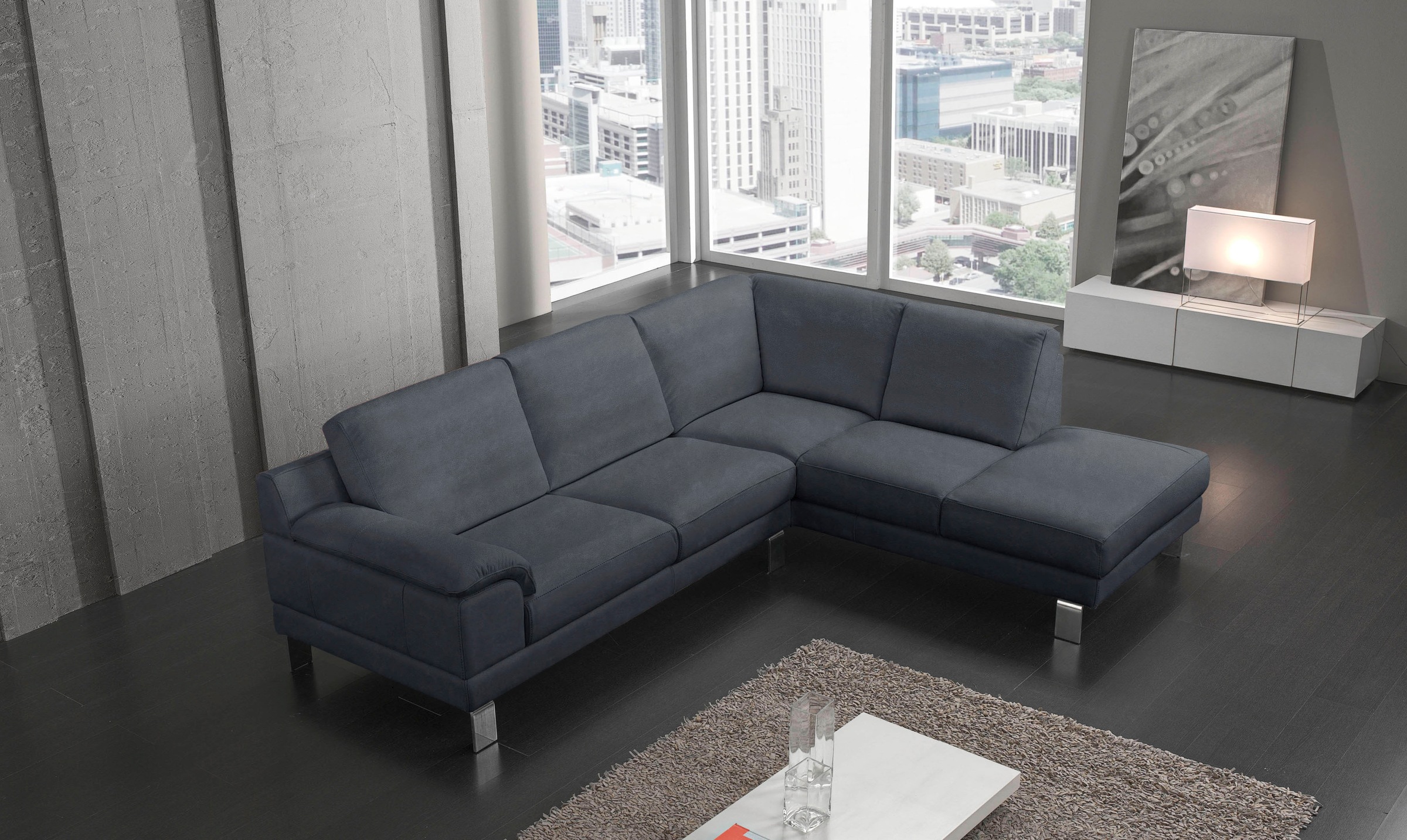 Egoitaliano Ecksofa "Shakira, Design und Sitzkomfort auf hohem Niveau, tolle Details" mit Ottomane, L-Form, elegante Metallfüße