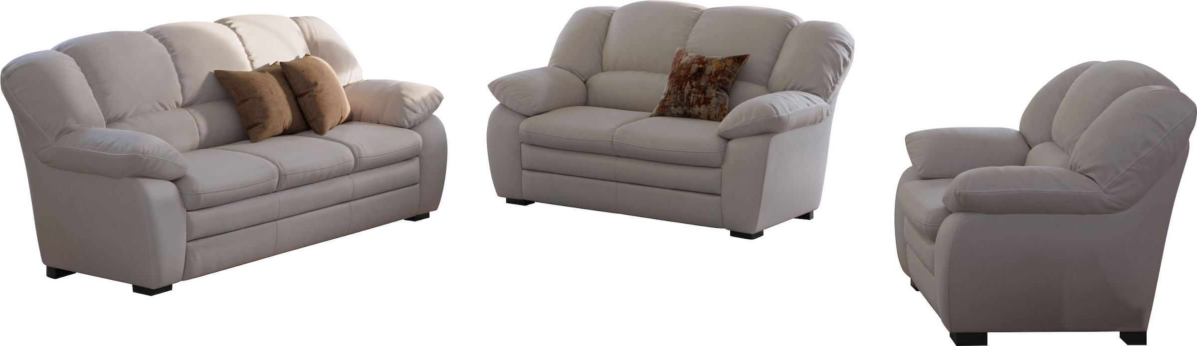 COTTA Polstergarnitur "Casino, 3tlg. Set, Sofa Wohnzimmer Garnitur, Wellenunterfederung" Set, 3 tlg. Sessel, 2-Sitzer, 2,5-Sitzer, hohe Rückenlehne