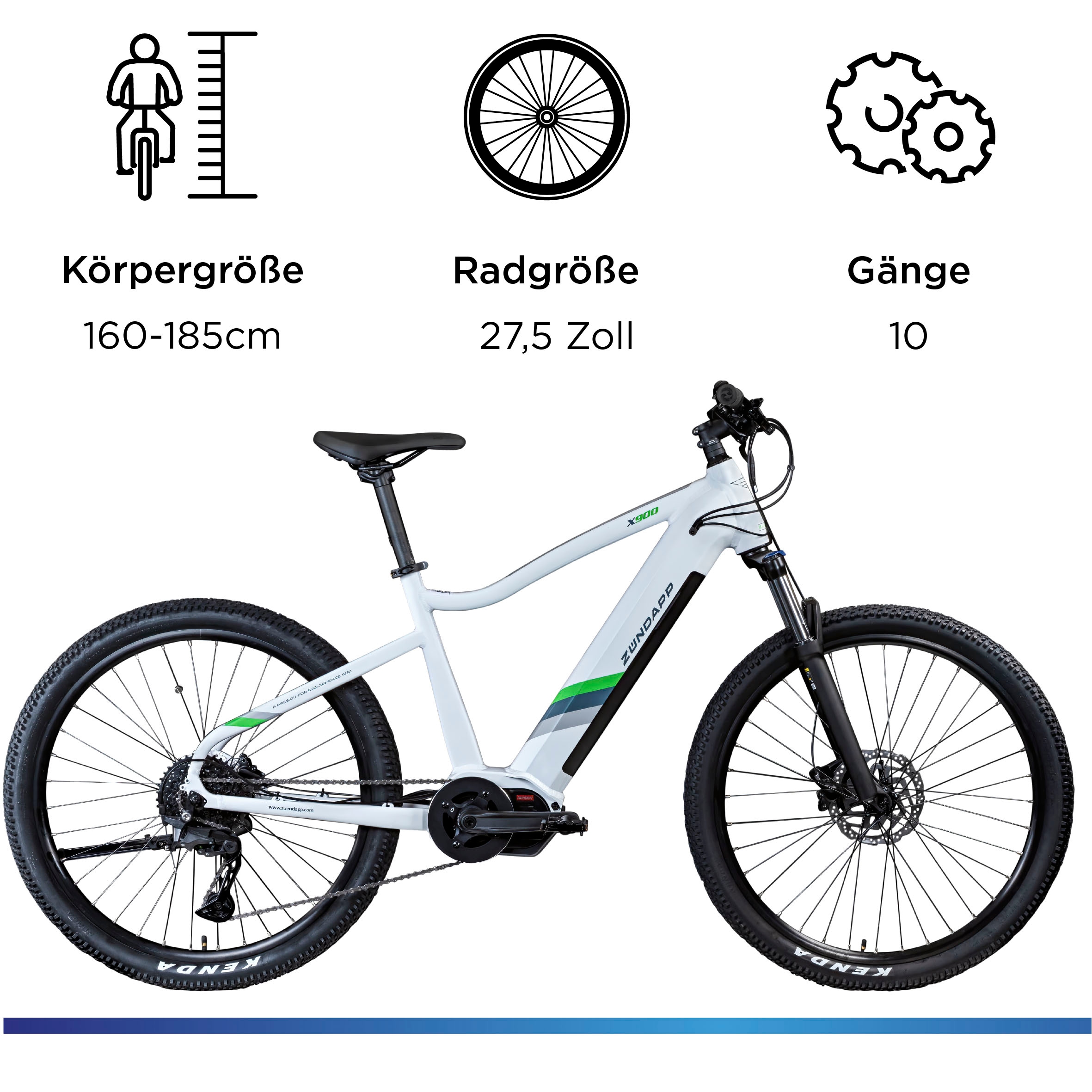 Zündapp E-Bike »X900«, 10 Gang, Shimano, Cues U6020 SGS, Mittelmotor 250 W