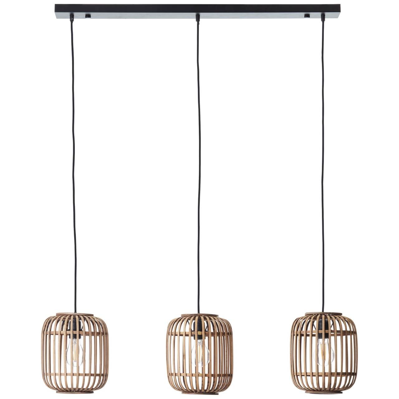 Brilliant Pendelleuchte »Woodrow«, 3 flammig, Leuchtmittel E27 | ohne Leuchtmittel, Bambus Lampe, Nature-Style, 130 x 105 cm, E27