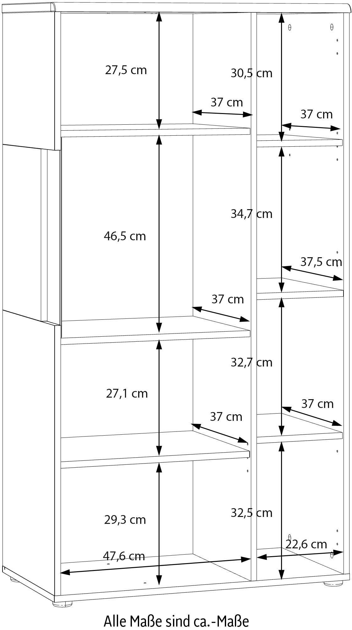 FORTE Vitrine »Akinori«, (B/H/T 75,1/140/41,8 cm), Highboardvitrine, Glastüre, Soft Close, MDF Front