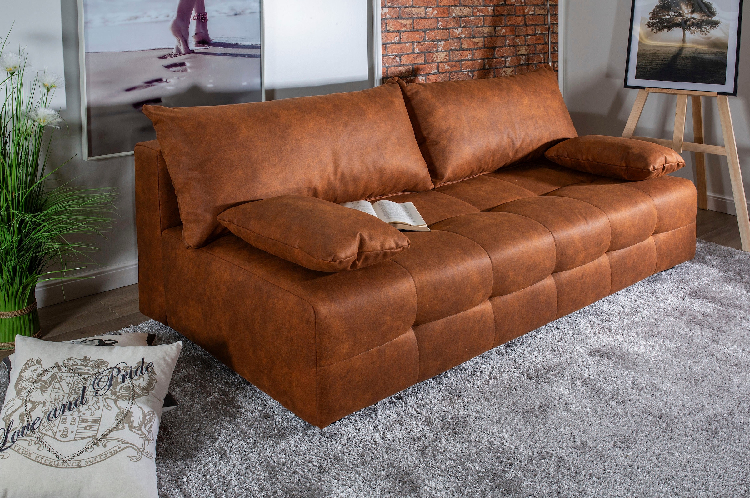COLLECTION AB Schlafsofa »Bella«, Schlafsofa,Bettkasten,Bonellfederkern,Rückenkissen,Armlehnenkissen