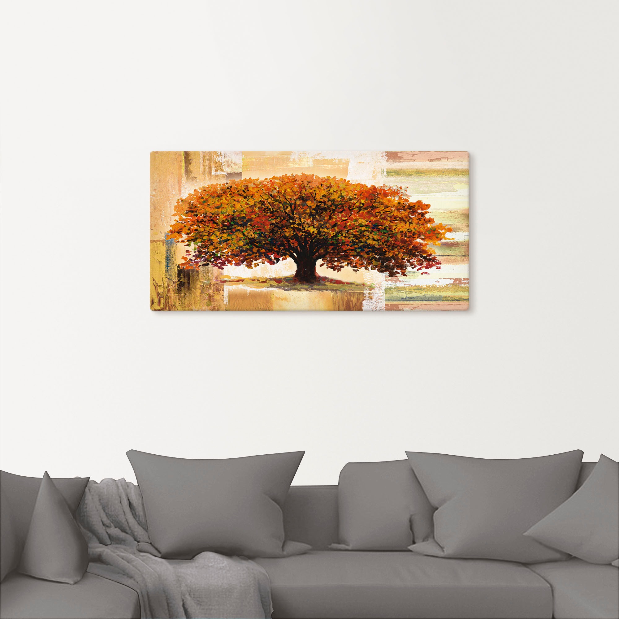 Thumbnail - Artland Wandbild "Herbstbaum auf abstraktem Hintergrund" Bäume 1 Stk. tlg. als Leinwandbild, Poster in verschied. Größen