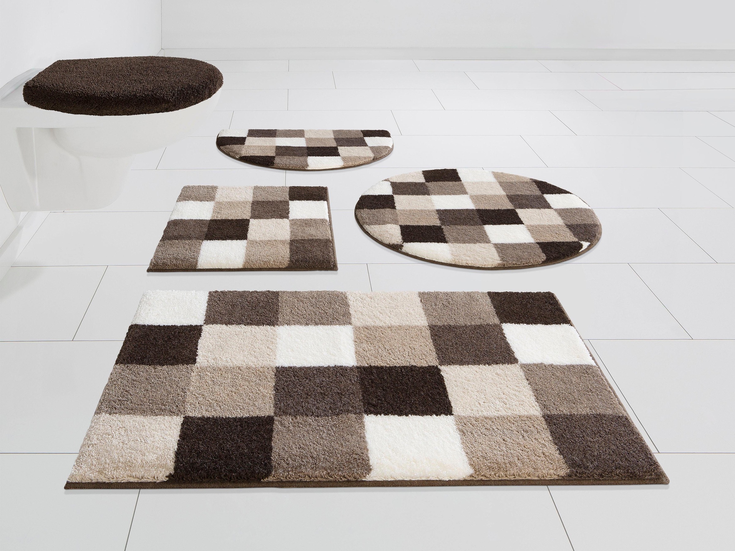 Grund Badematte "Mosaik, Badvorleger, Badezimmer Teppich, sehr weich" Höhe günstig online kaufen