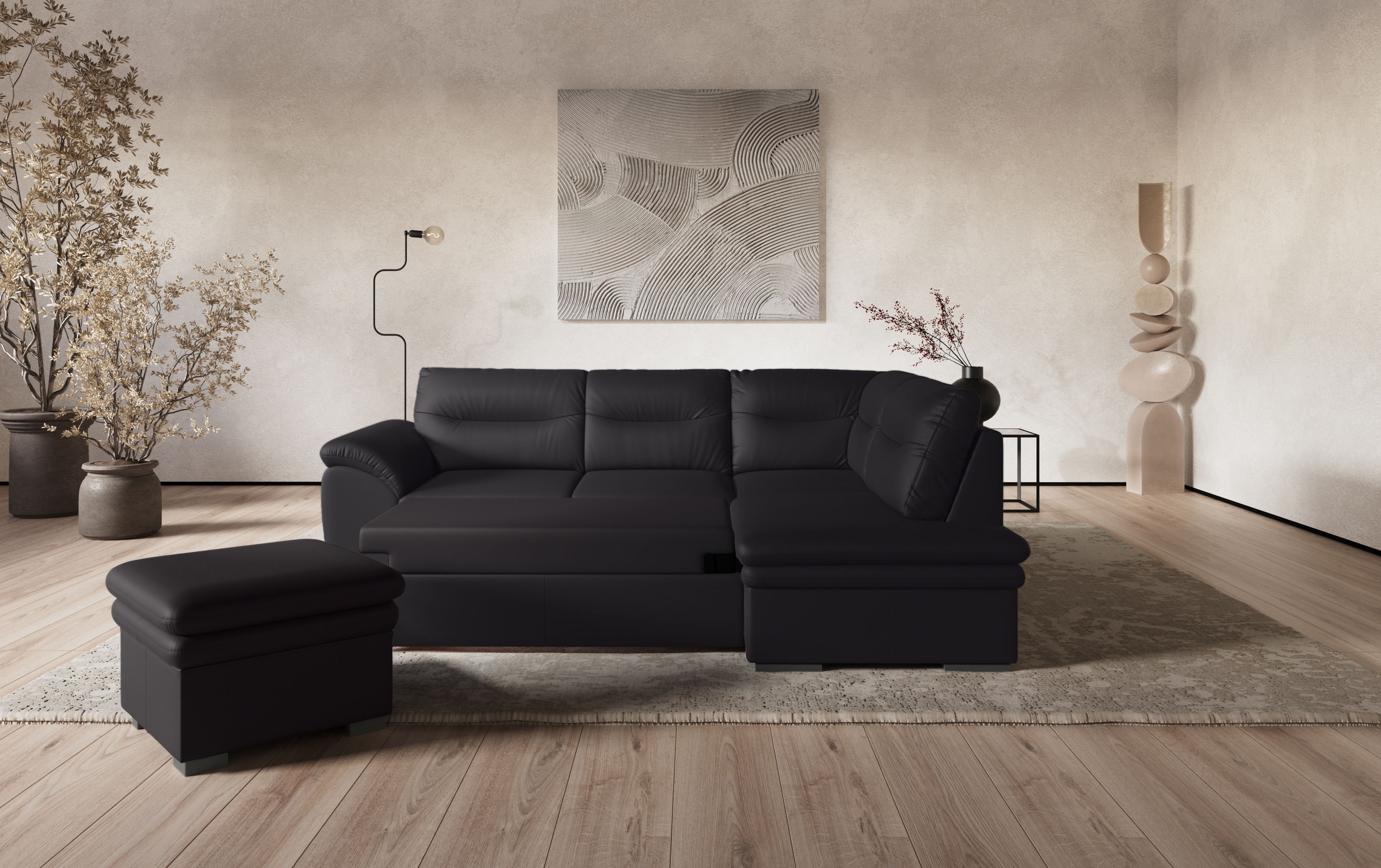 COTTA Ecksofa "Leandra L-Form", wahlweise mit Bettfunktion & Bettkasten günstig online kaufen
