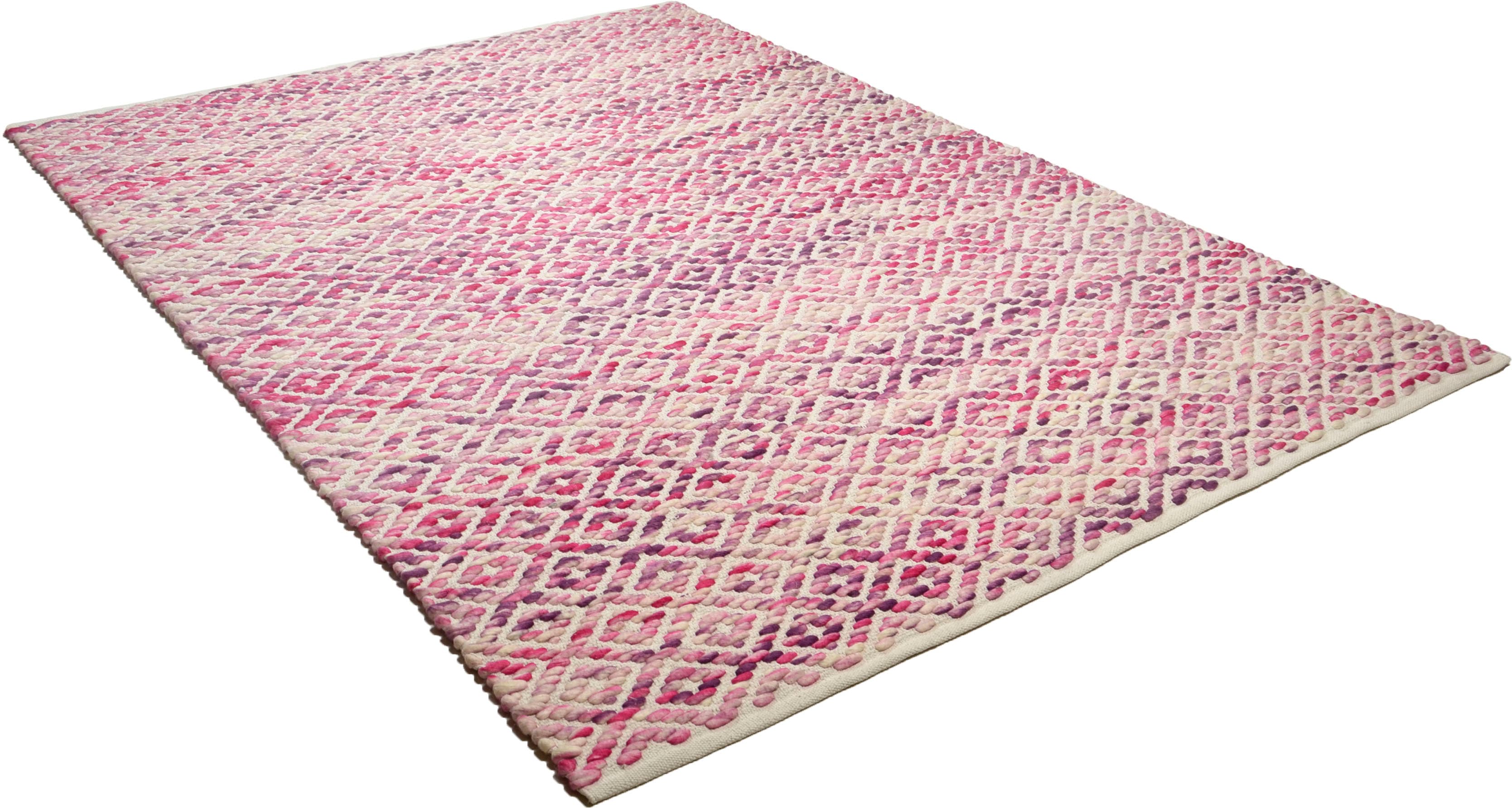 TOM TAILOR HOME Wollteppich "Diamond, handgeknüpft" rechteckig 8 mm Höhe reine Wolle, Flachgewebe, Wohnzimmer