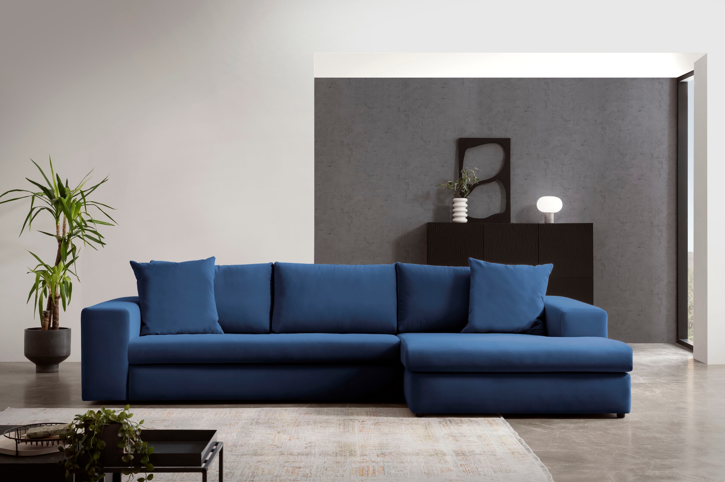 Home affaire Ecksofa "SLEETLAND XXL in Samtvelours oder Vintage-Leder-Optik günstig online kaufen