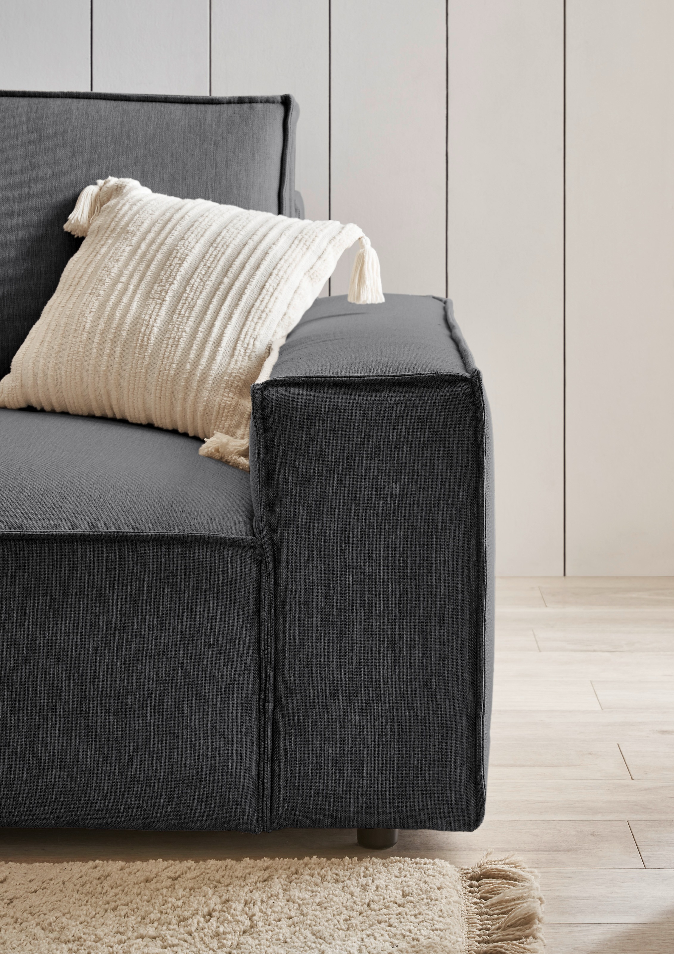 Home affaire Ecksofa »NEU: SHERWOODL XXL 284, Big-Sofa L-Form, tiefe Sitzfläche 95 cm, Cord,«, Leinenoptik, Recamiere rechts/links, auch als Schlafsofa stellbar