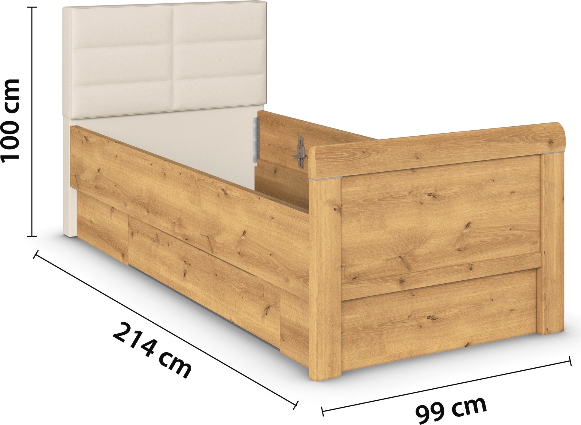 rauch Stauraumbett »Bett Einzelbett Stollenbett Bettkästen EVELYN«, in Komforthöhe mit Polsterkopfteil sowie Schubladen MADE IN GERMANY