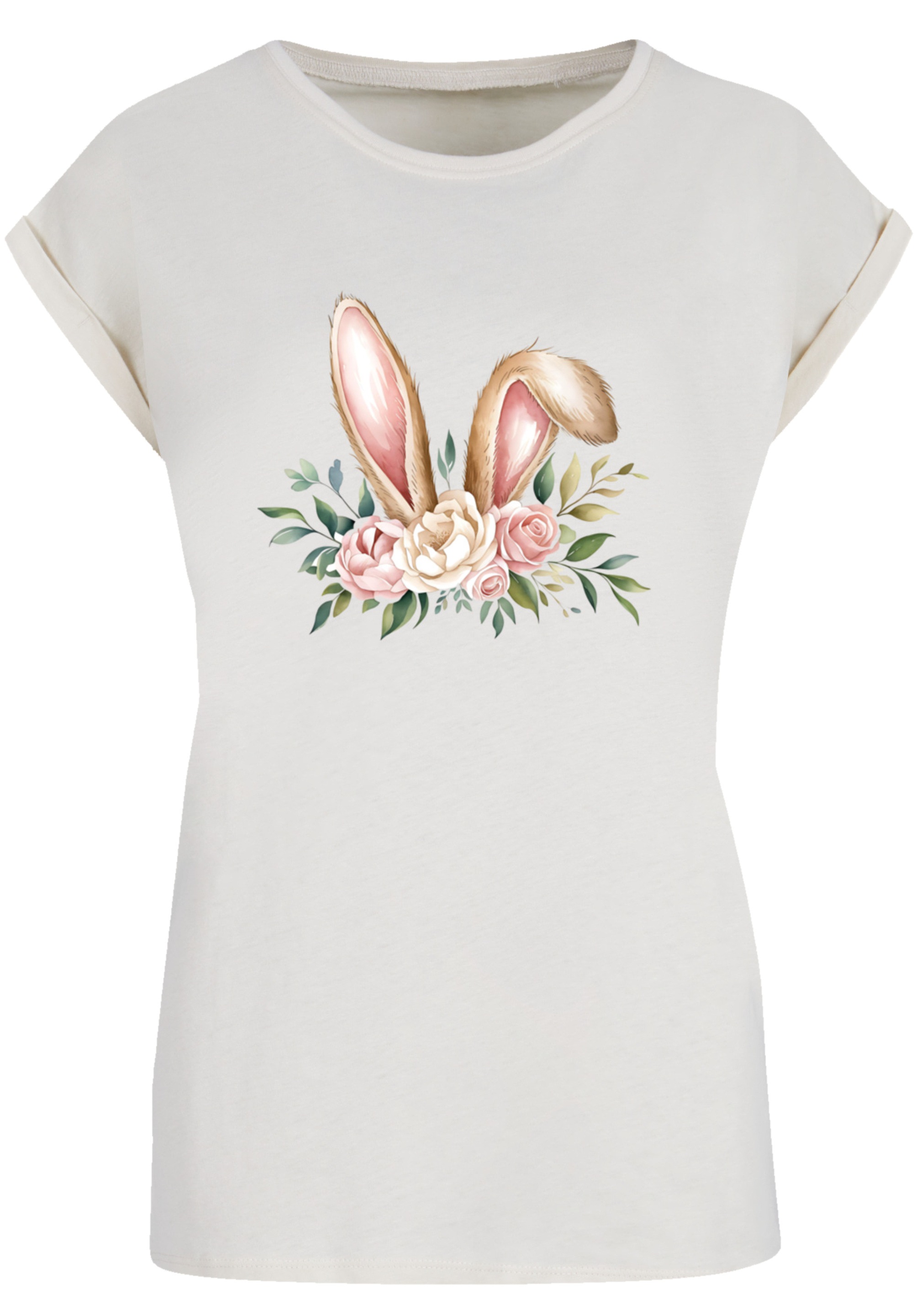 F4NT4STIC T-Shirt »Blumen Osterhasen Ohren Dekor«, Premium Qualität