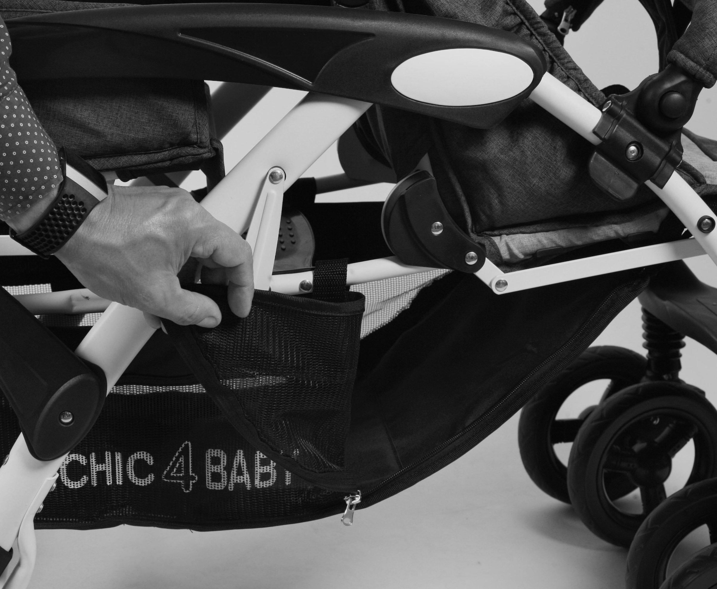 CHIC4BABY Geschwisterwagen »Duo, Melange grau«, mit feststellbaren Doppelschwenk-Vorderrädern