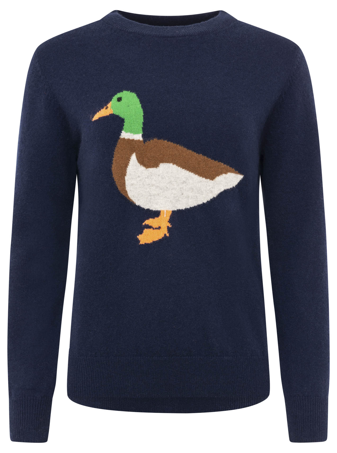 Thumbnail - Zwillingsherz Strickpullover "Duck" Rundhals,aus reinem Kaschmir mit großer Ente