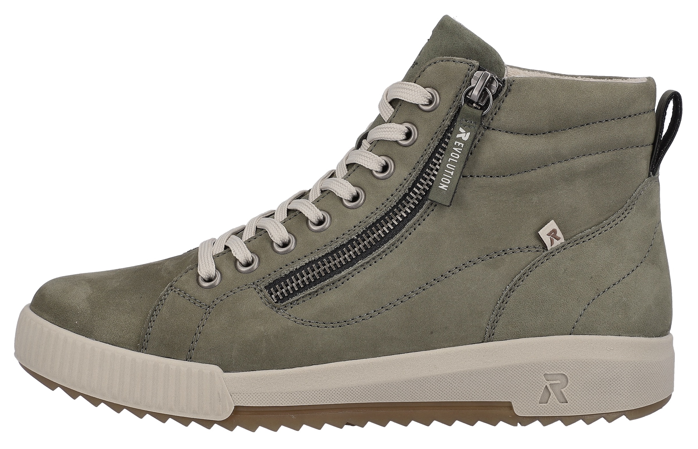 RIEKER Sport Schnürboots, Stiefelette, High Top Sneaker, Freizeitboots mit Reißverschluss